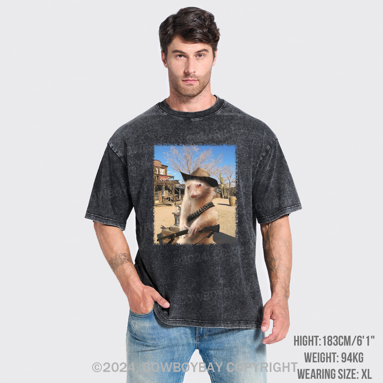 Funny Ferret Cowboy Garment-dye Tees