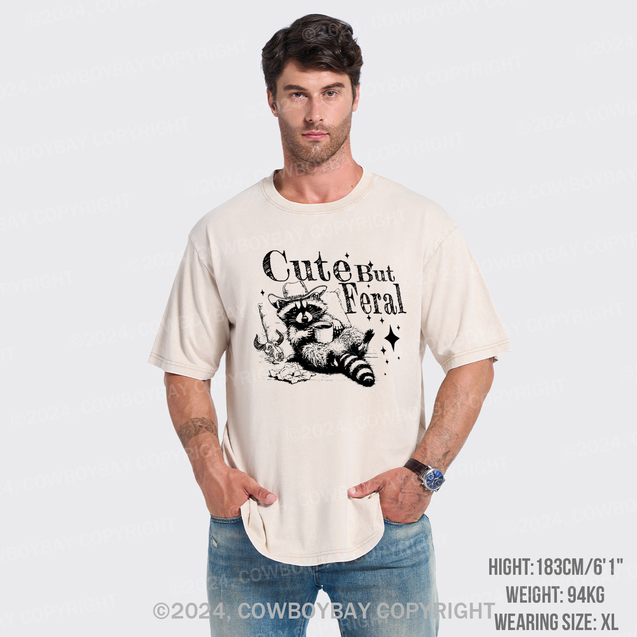 Cute but Feral Raccoon Garment-dye Tees