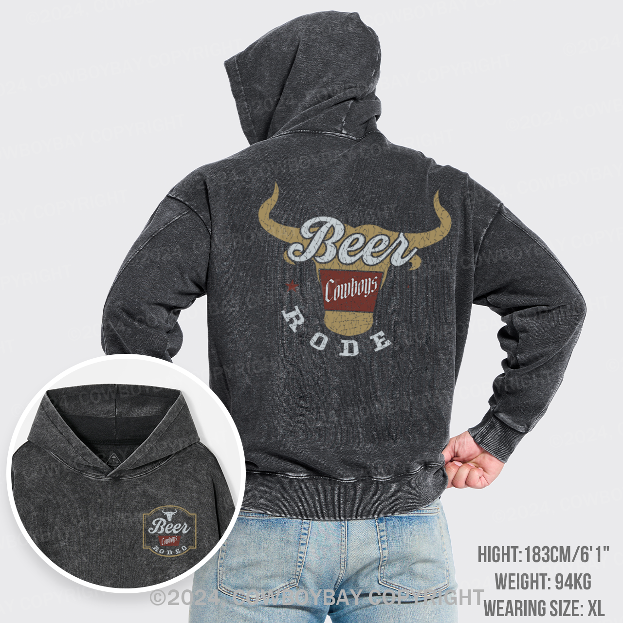 New Beer Rodeo Cowboys Garment-Dye Hoodies