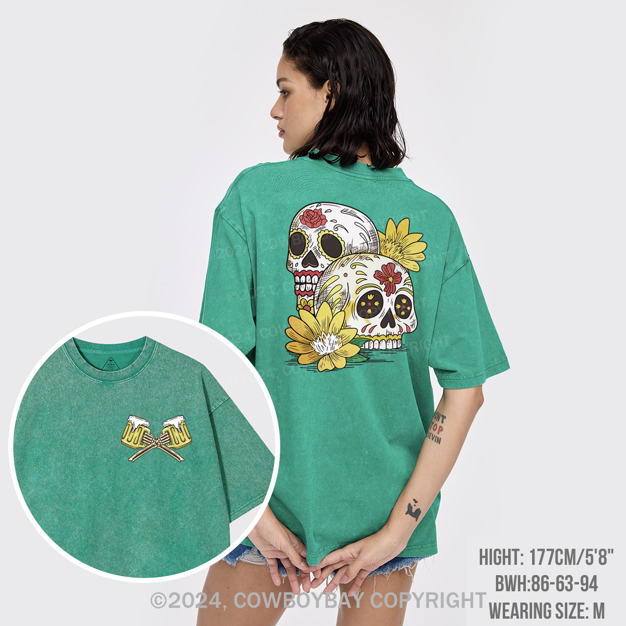 Beer Skull Montage Garment-dye Tees