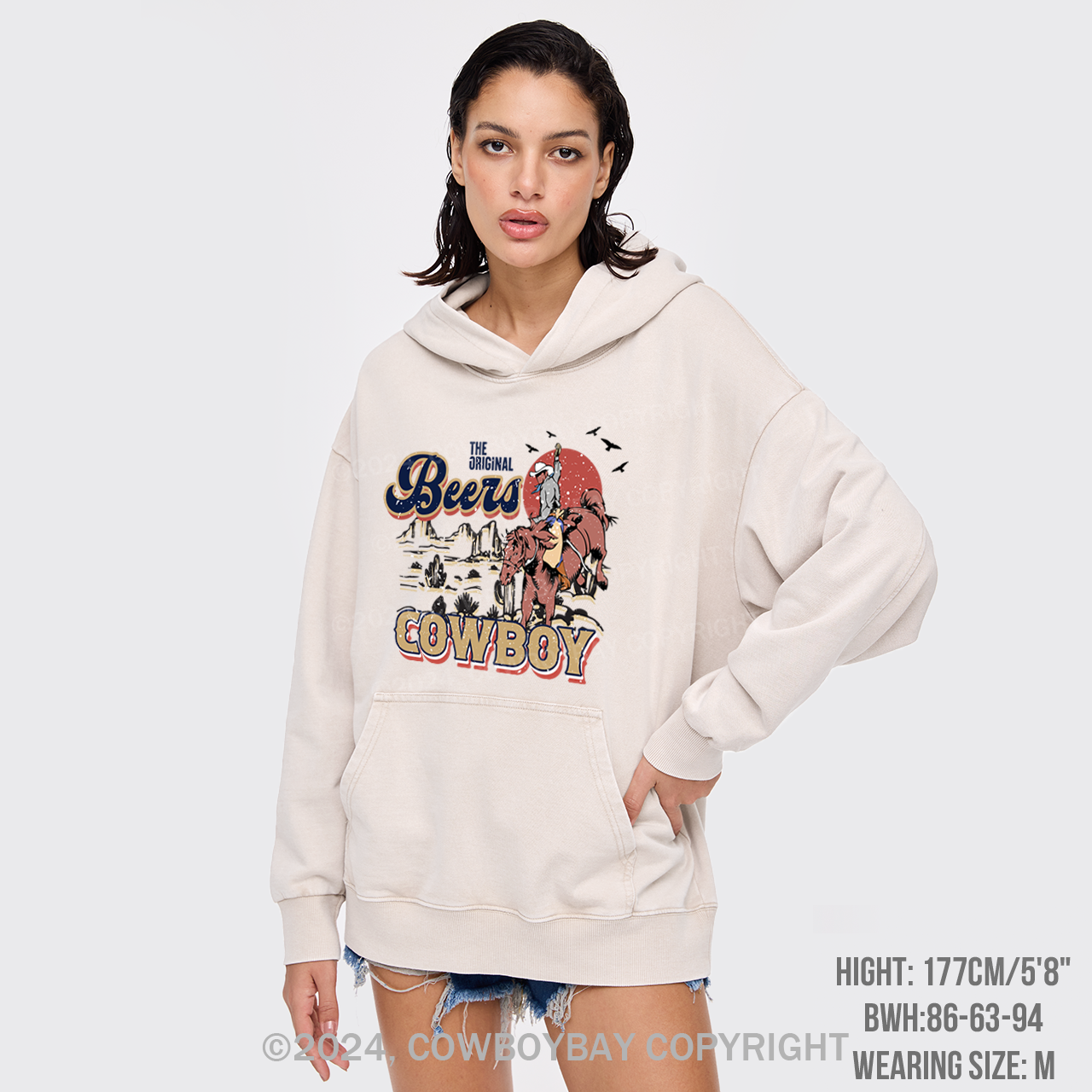 Beers Cowboy On The Wilderness Garment-Dye Hoodies
