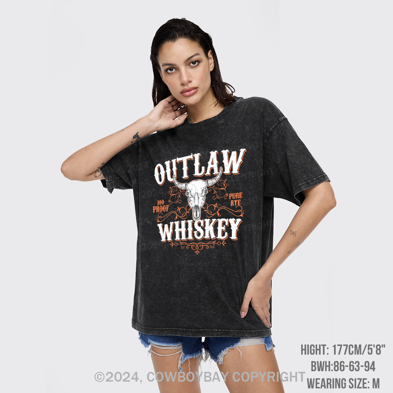 Outlaw Whiskey 100 Proof Pure Rye Garment-dye Tees