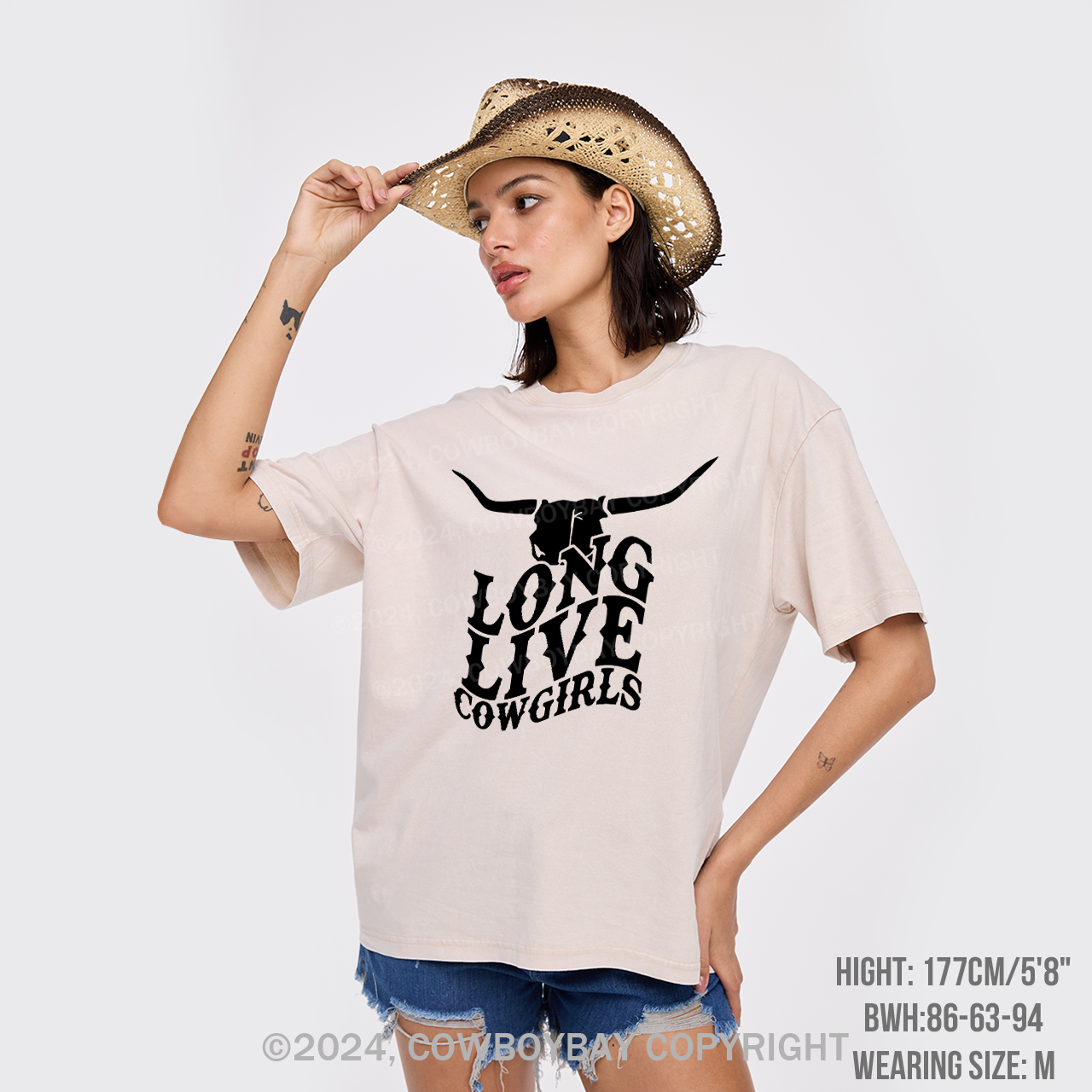 Cow Bull Long Live Cowgirls Garment-dye Tees