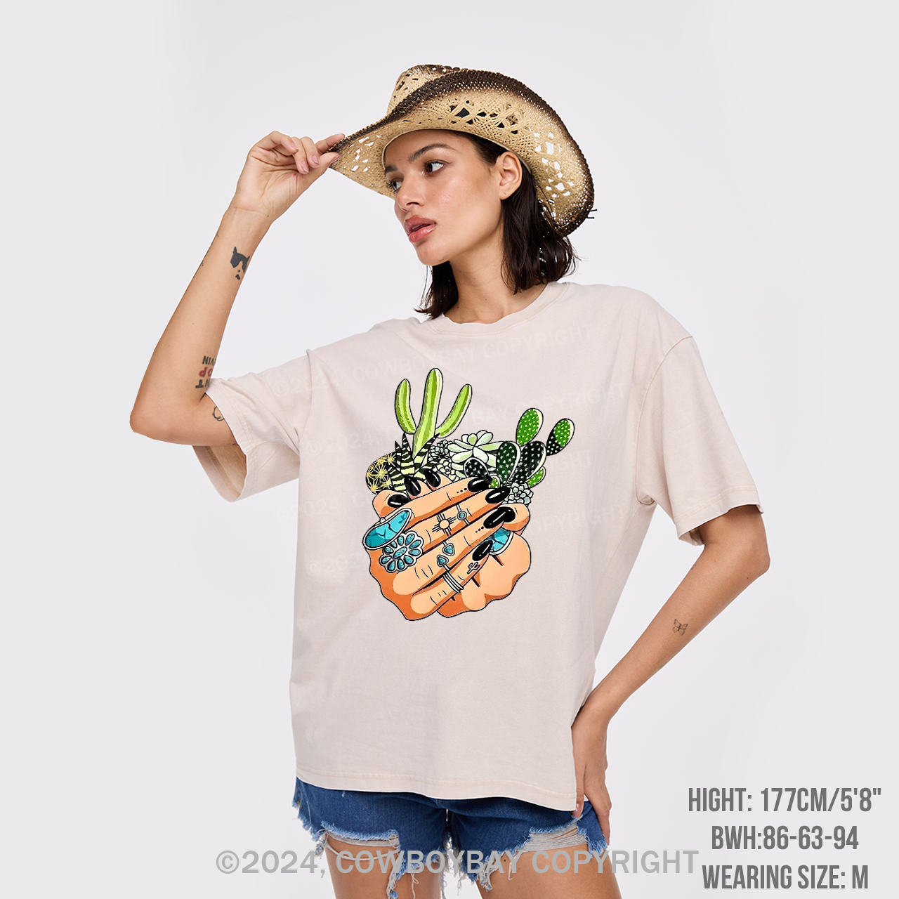 Cactus In My Palm Western Cowboy Garment-dye Tees