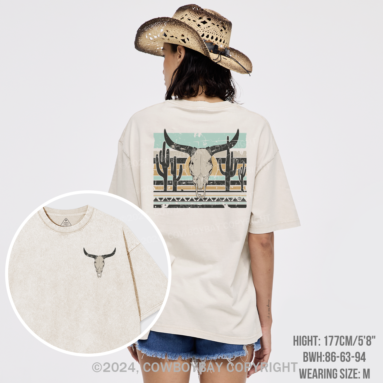 Rock Roll Steer Skull Garment-dye Tees