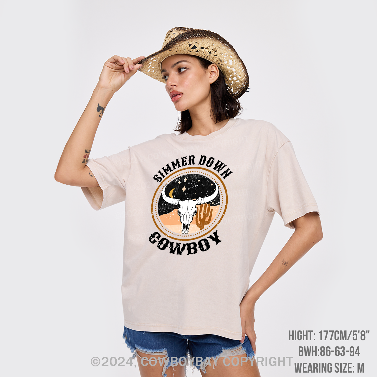 Simmer Down Western Cowboy Garment-dye Tees