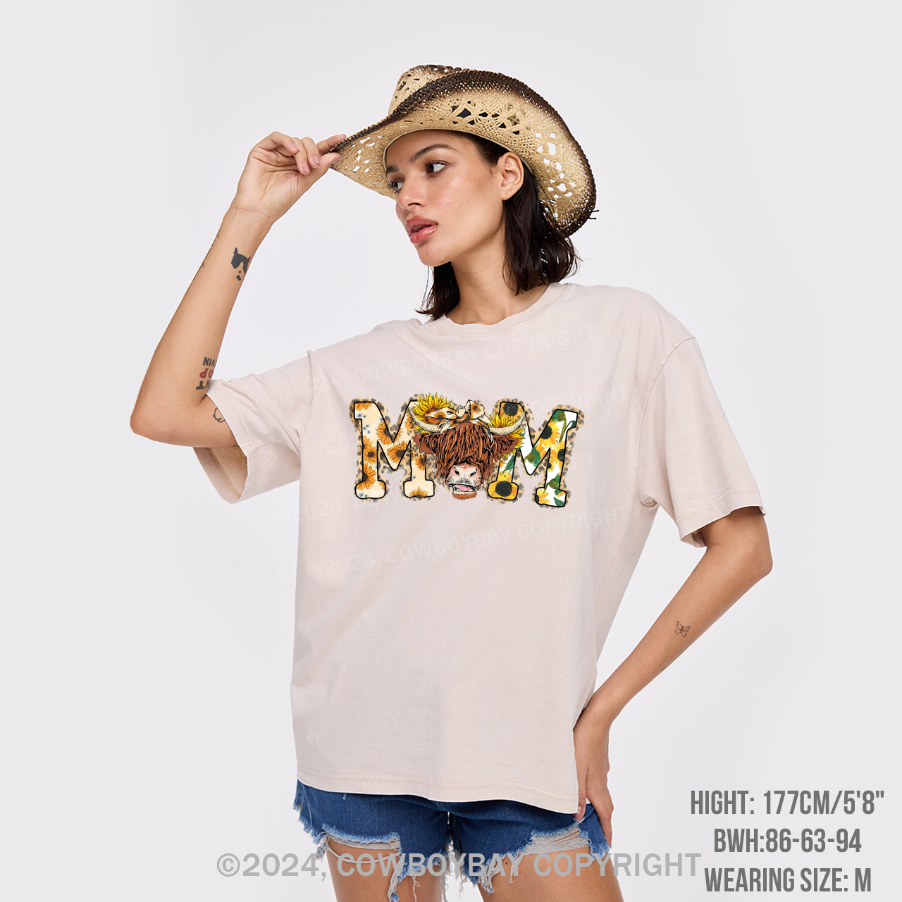 Mom Cow Western Garment-dye Tees