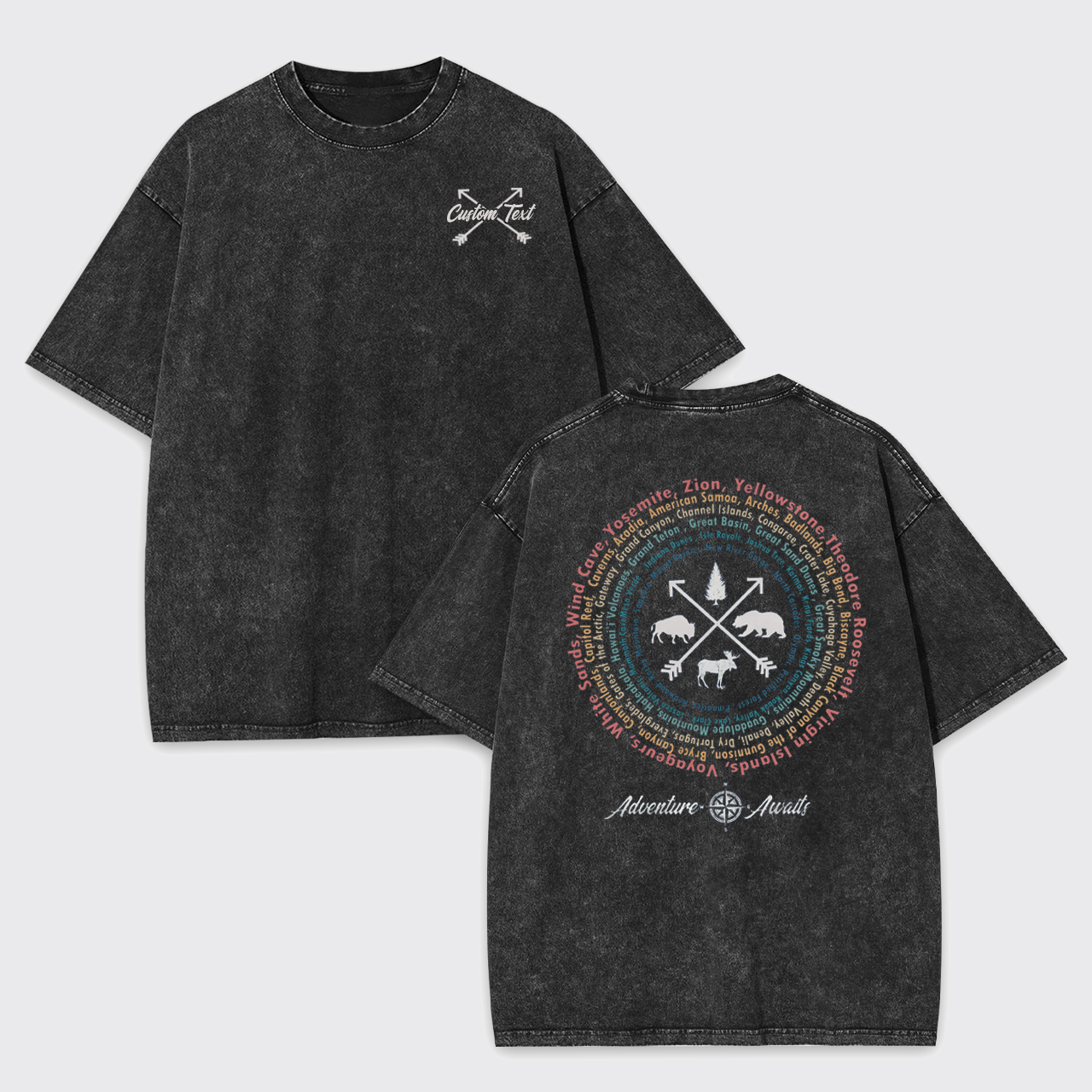 Personalized Compass And 63 National Park Garment-dye Tees