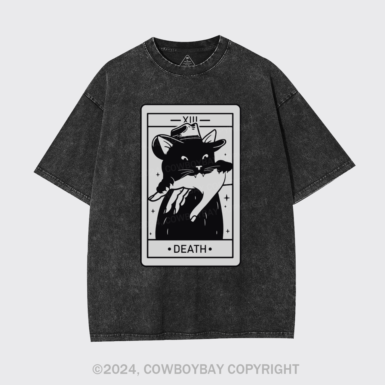 Tarot Death Witchy Cat Garment-dye Tees