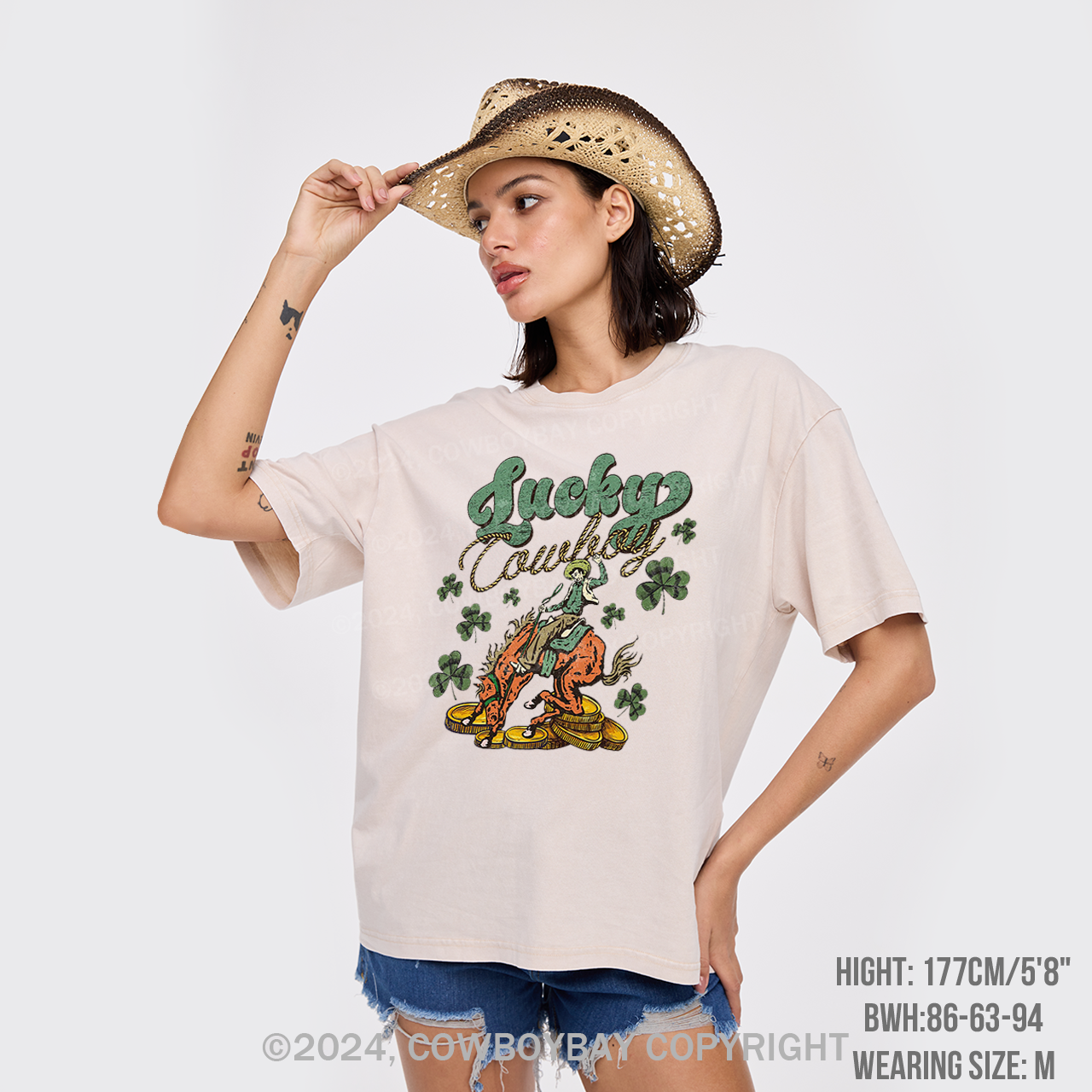 Lucky Cowboy Horse Garment-dye Tees