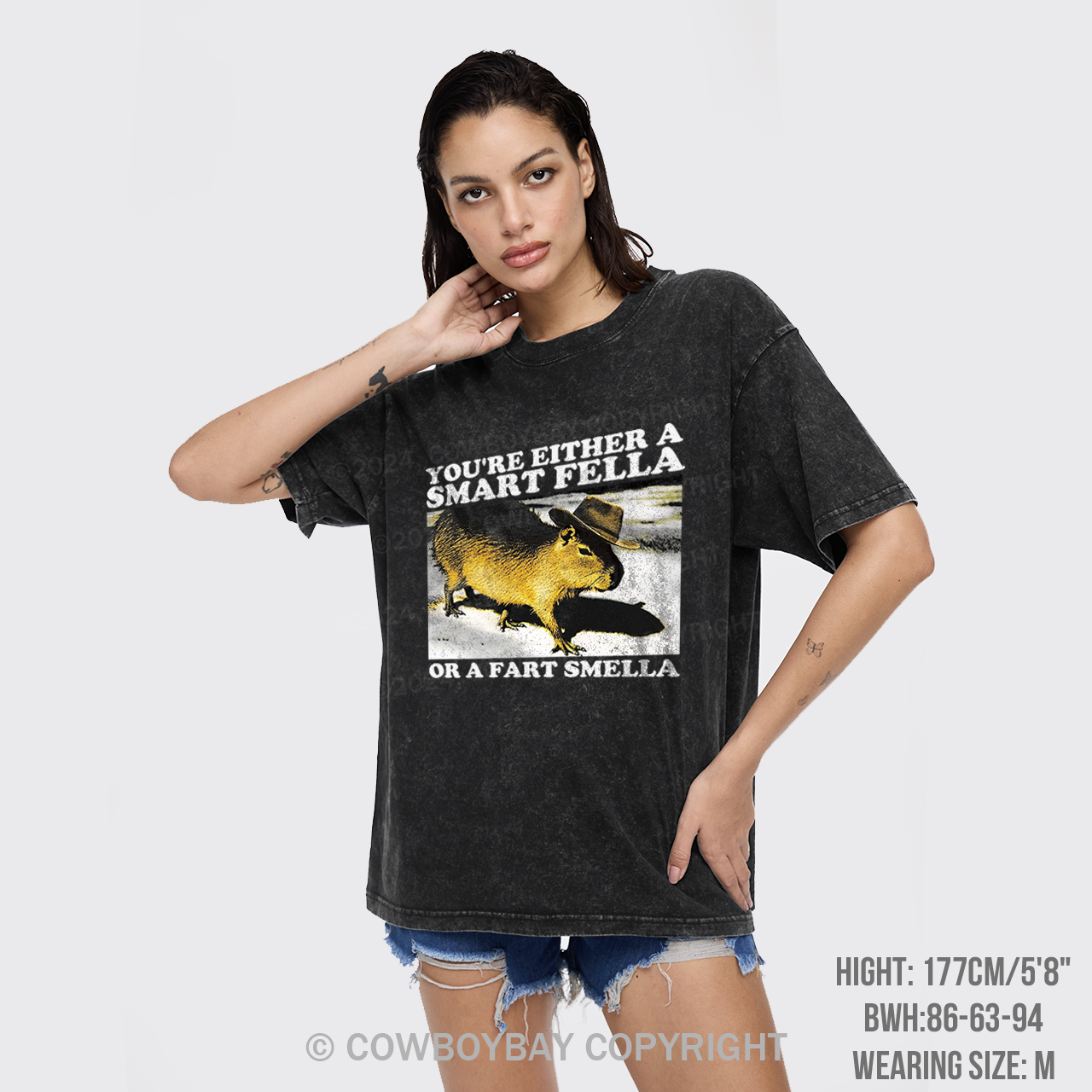 Retro Smart Fella Fart Smella Capybara 90s Garment-dye Tees