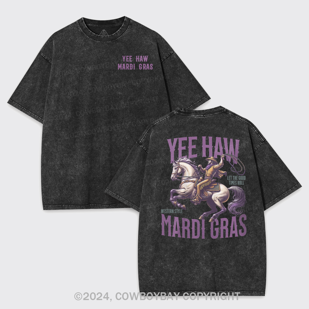 Yee Haw Mardi Gras Garment-dye Tees