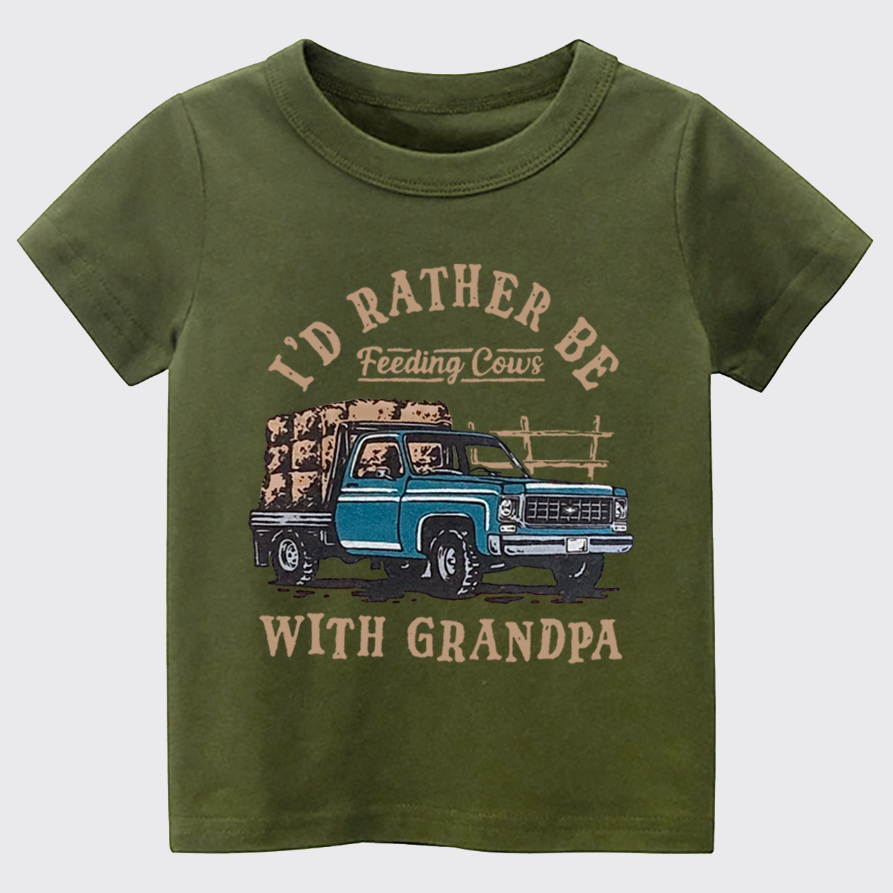 I'd Rather Be Feeding Cows With Grandpa Kids T-shirt
