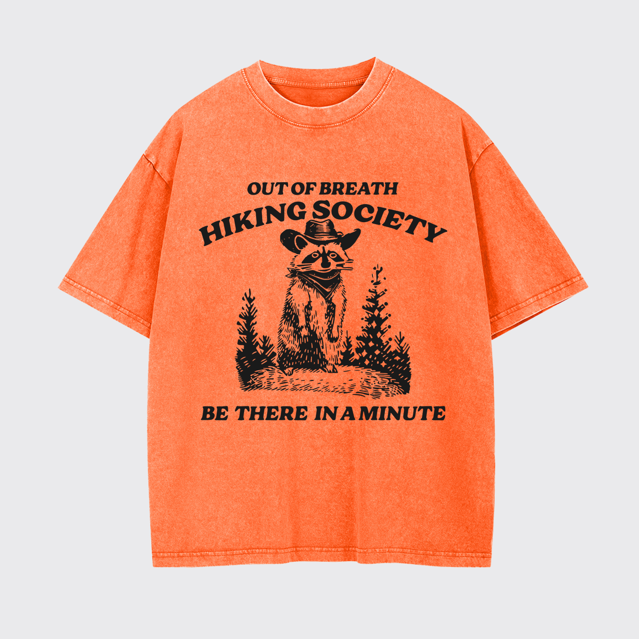 Out Of Breath Hiking Raccoon Garment-dye Tees