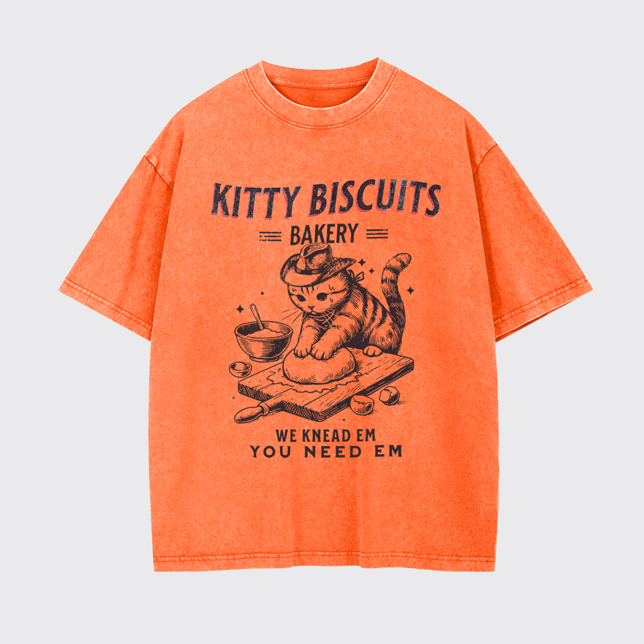 Funny Cat Biscuits Bakery Garment-dye Tees