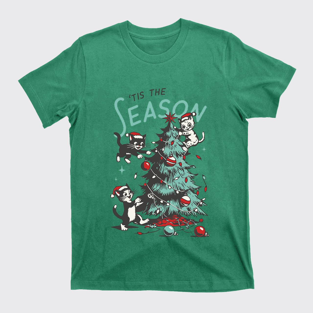 Cats Messing with Christmas Tree T-Shirts