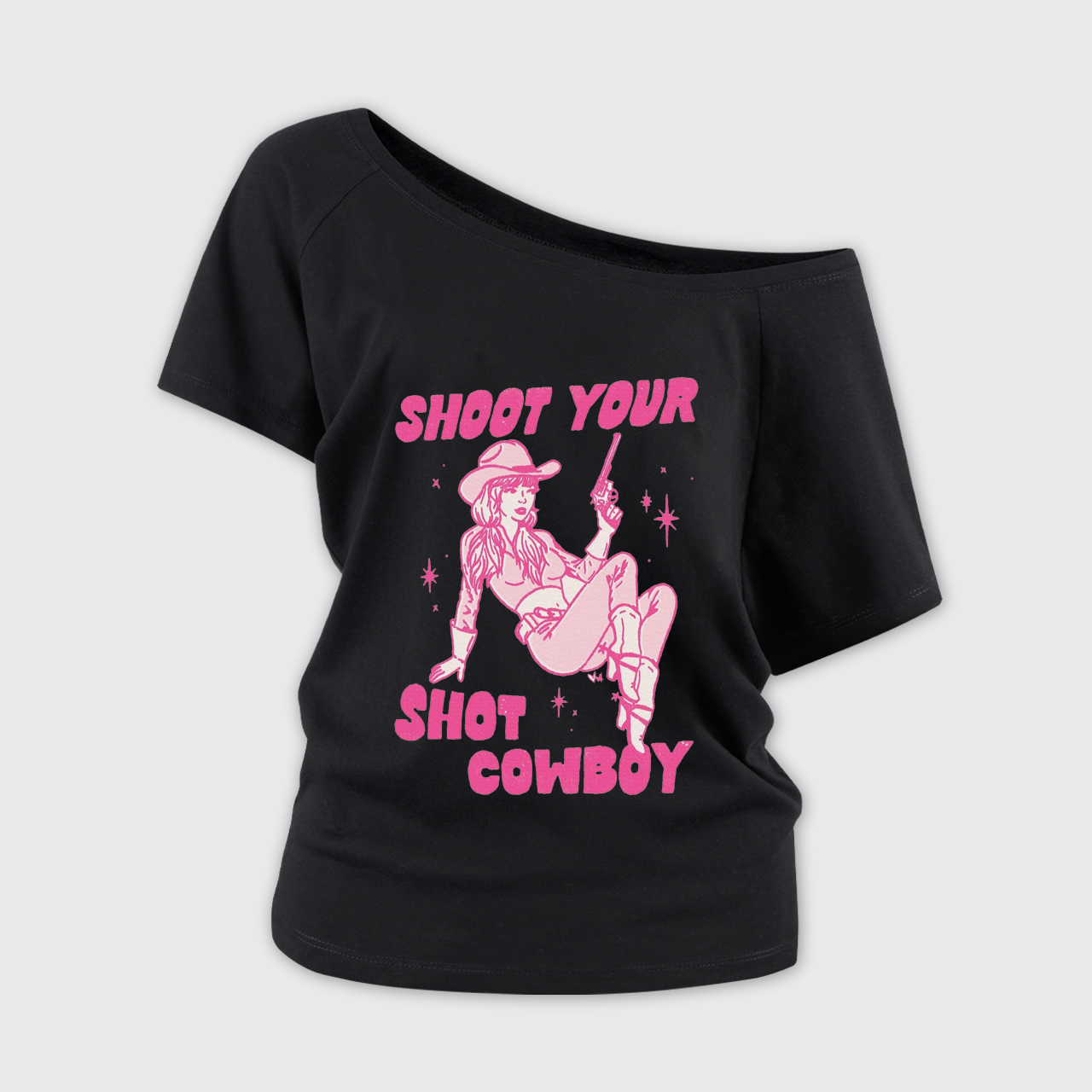 Shoot Your Shot Cowboy Off Shoulder Top