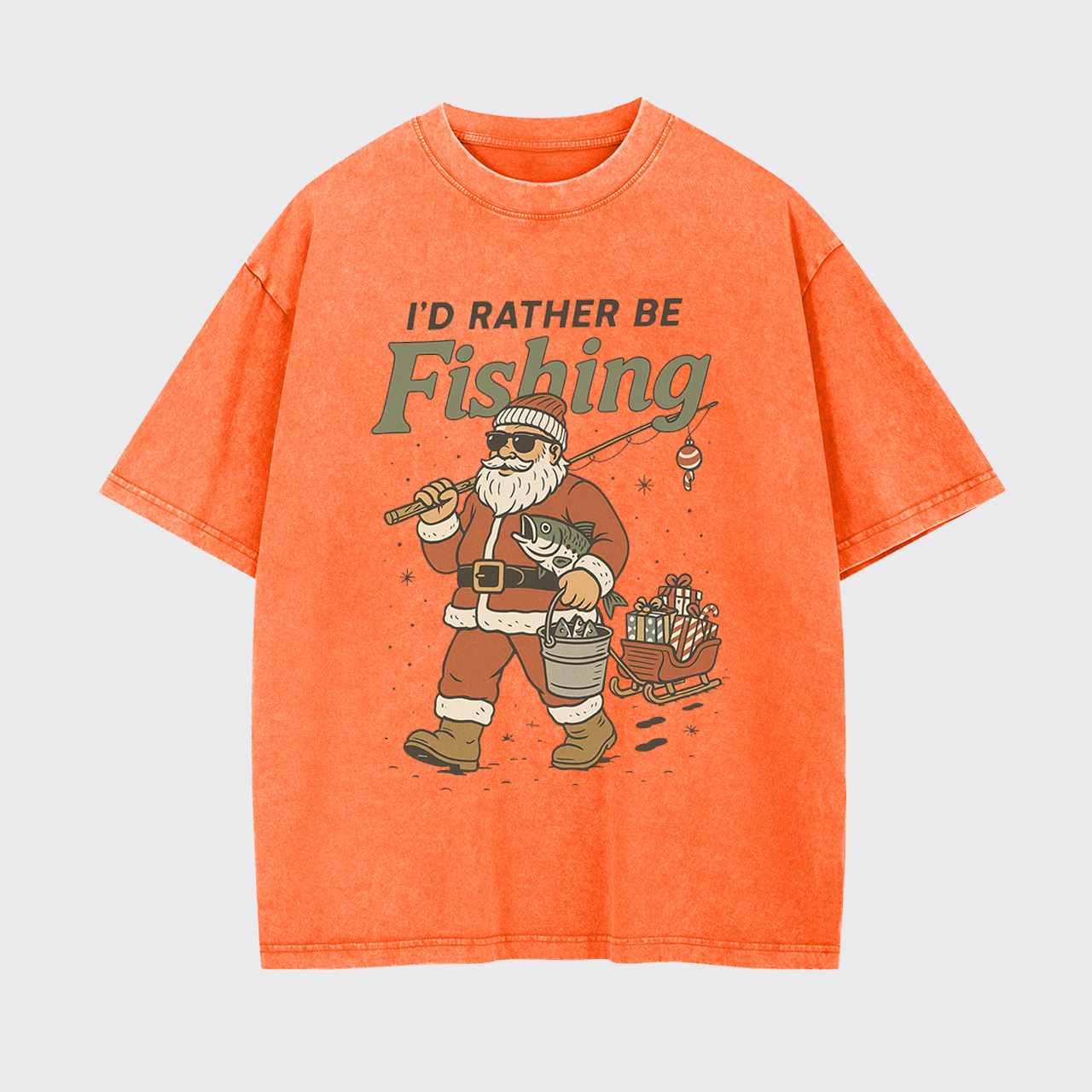 Vintage Santa Fishing Garment-dye Tees