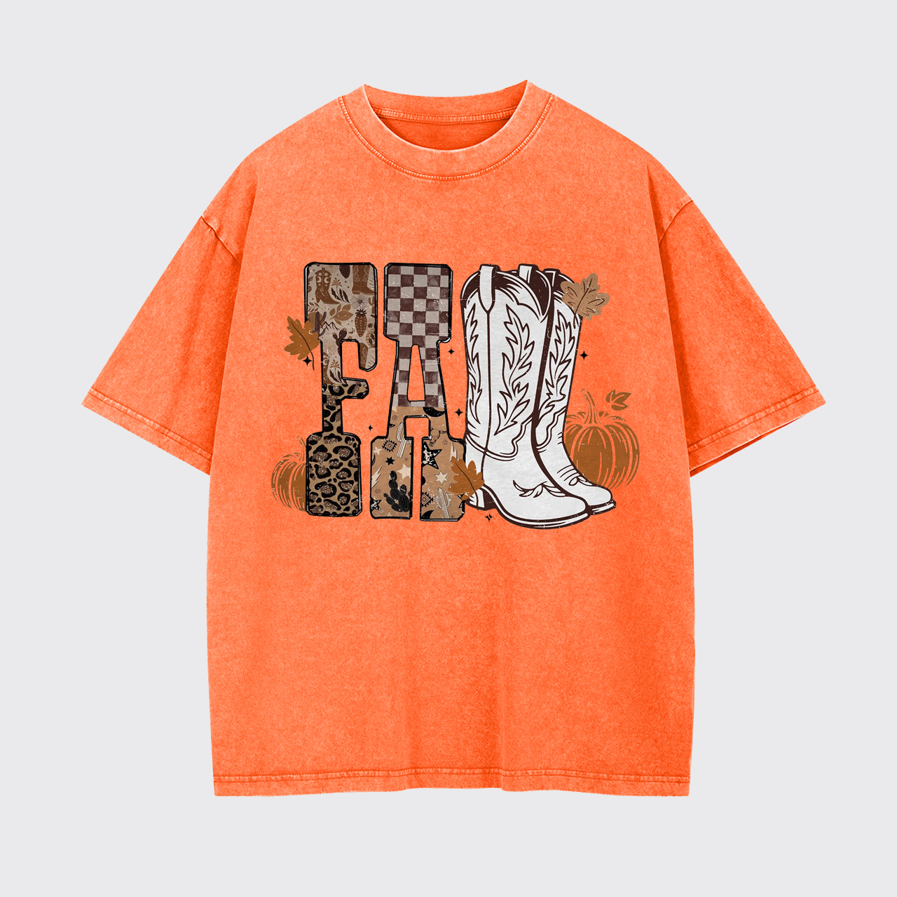 Western Cowgirl Boots Fall Garment-dye Tees