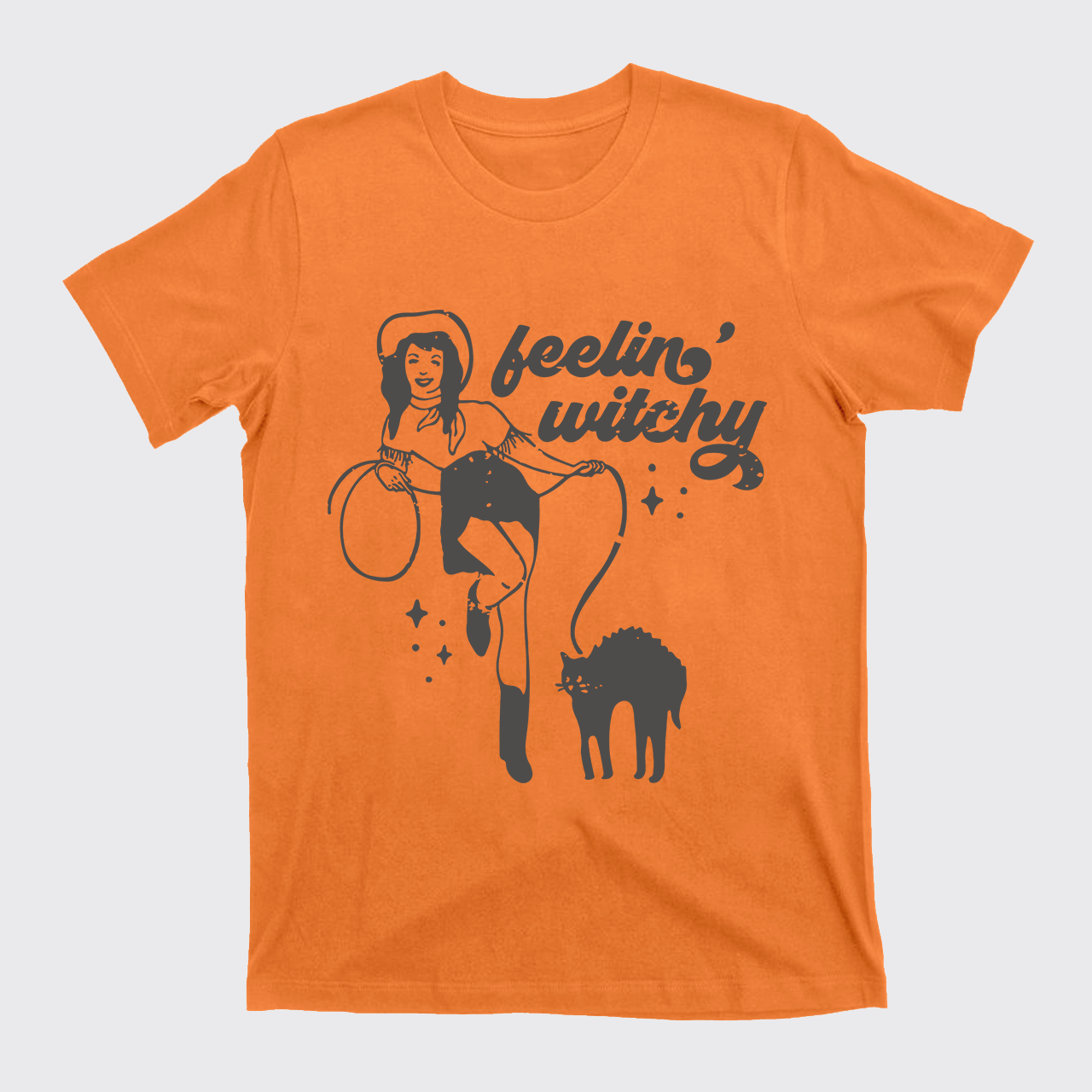 Feeling Witchy Cowgirl Cat Halloween T-Shirts