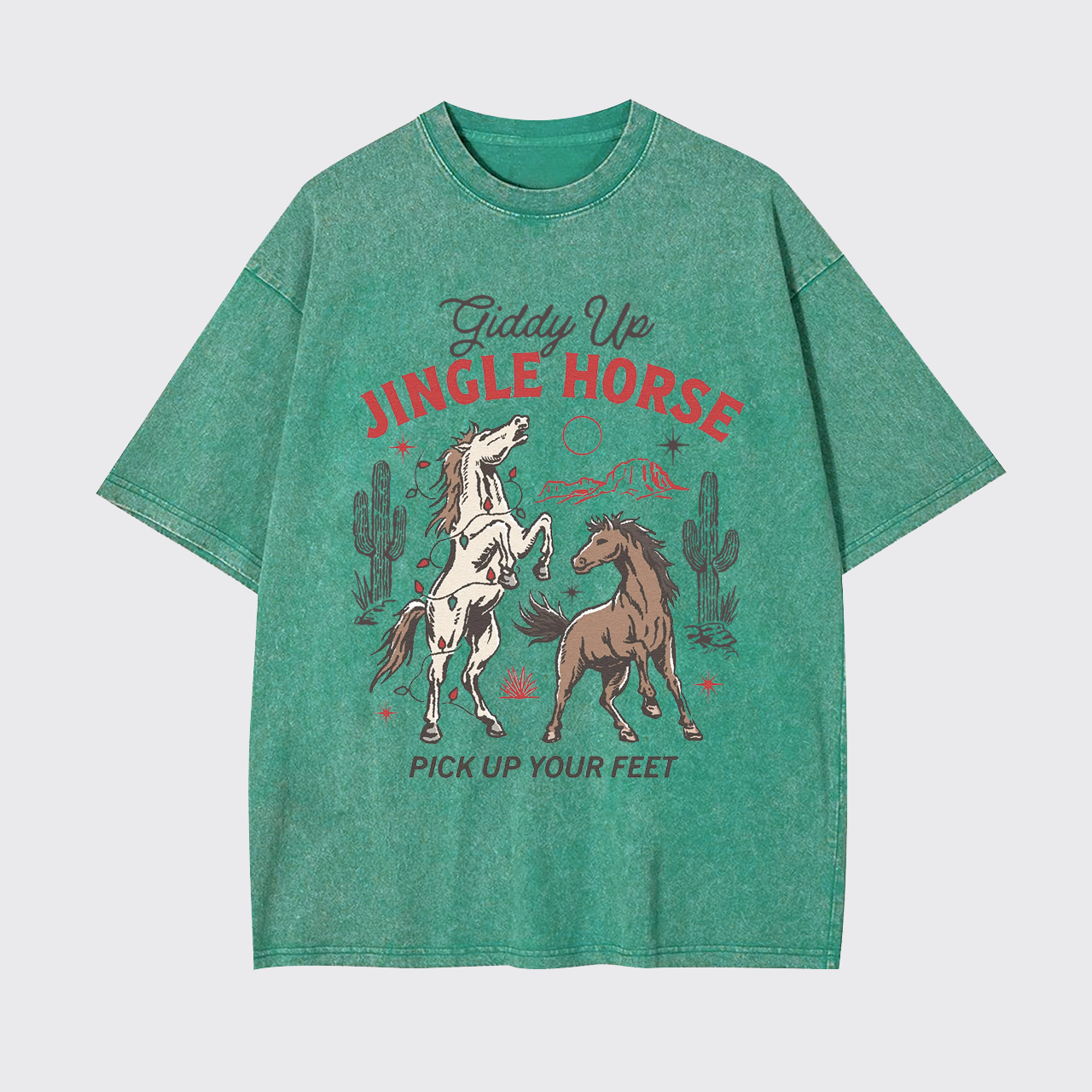 Giddy Up Jingle Horse Christmas Garment-dye Tees