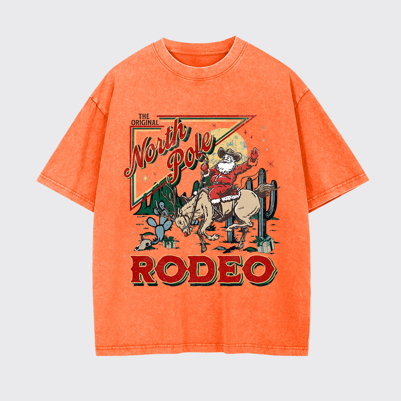 Retro North Pole Rodeo Cowboy Santa Christmas Garment-dye Tees