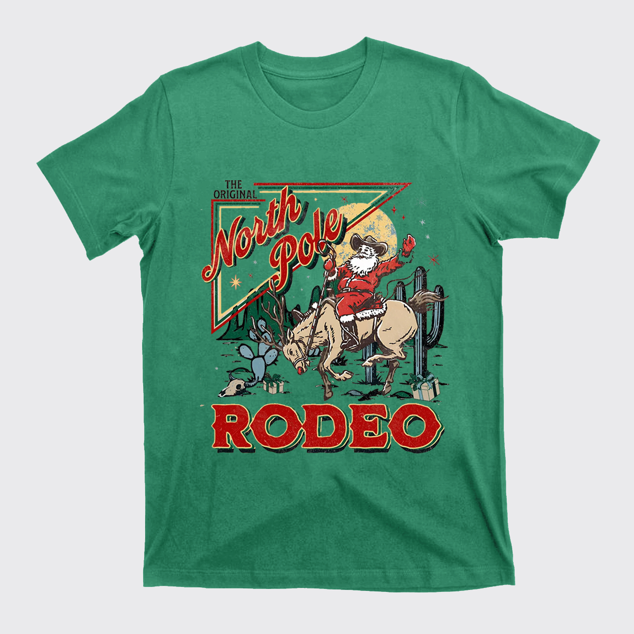 Retro North Pole Rodeo Cowboy Santa Christmas T-Shirts
