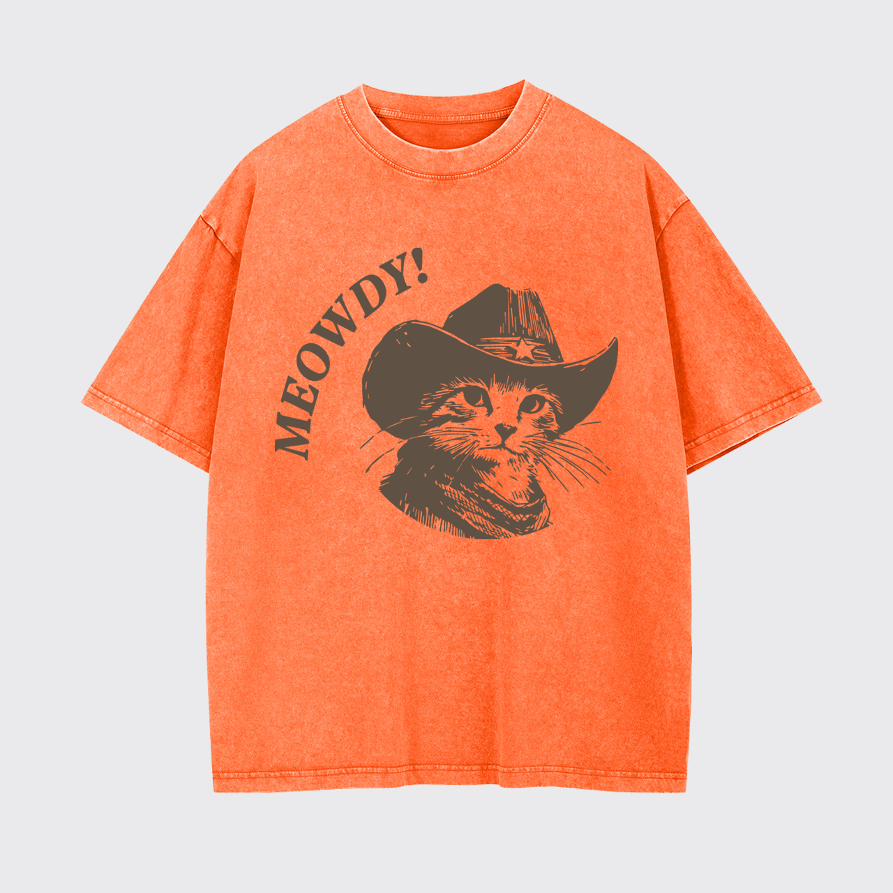 Meowdy Vintage Cowboy Cat Garment-dye Tees