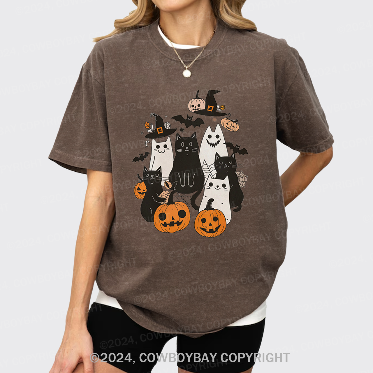 Halloween Cute Ghost Boo Garment-dye Tees