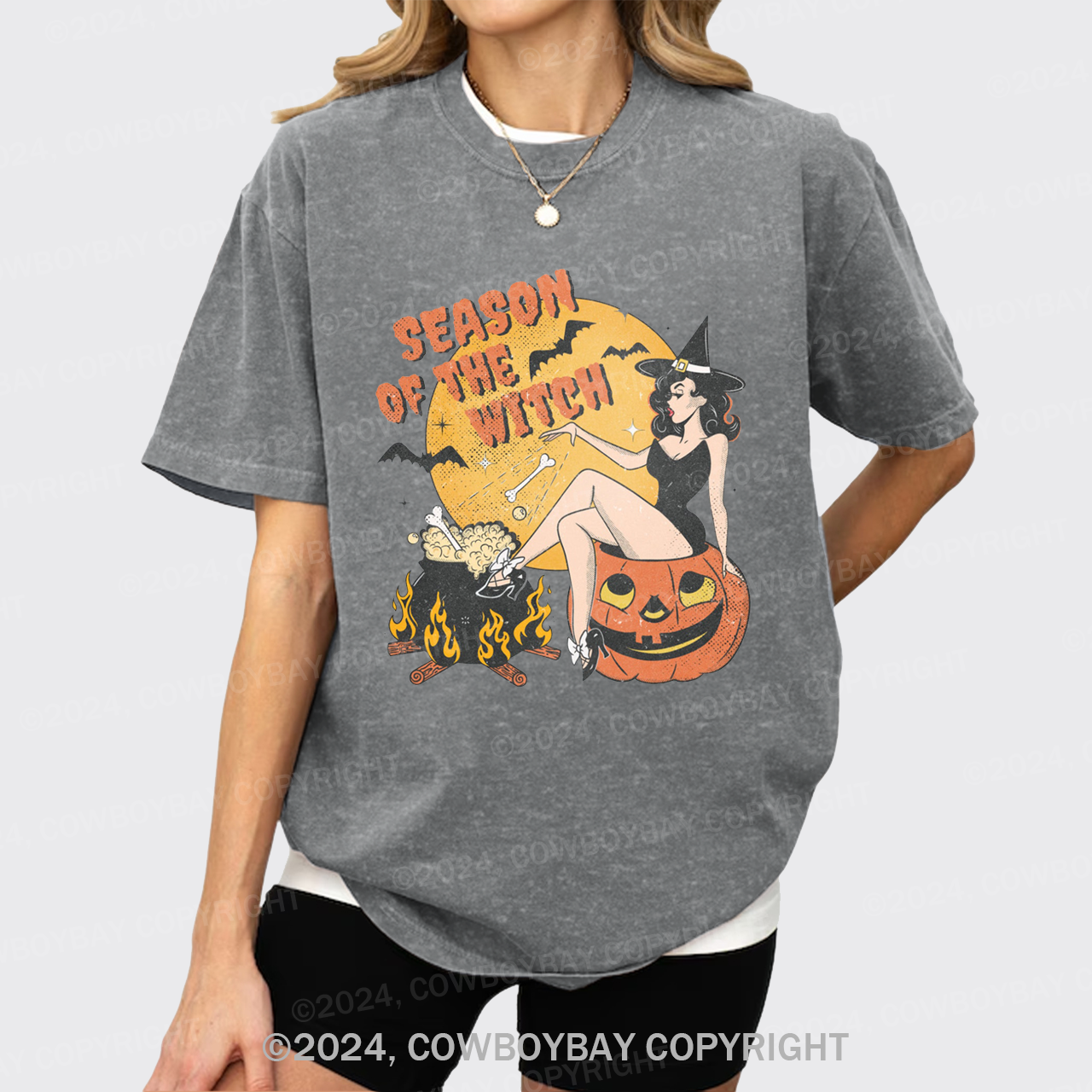 Season Of The Witch Halloween Garment-dye Tees