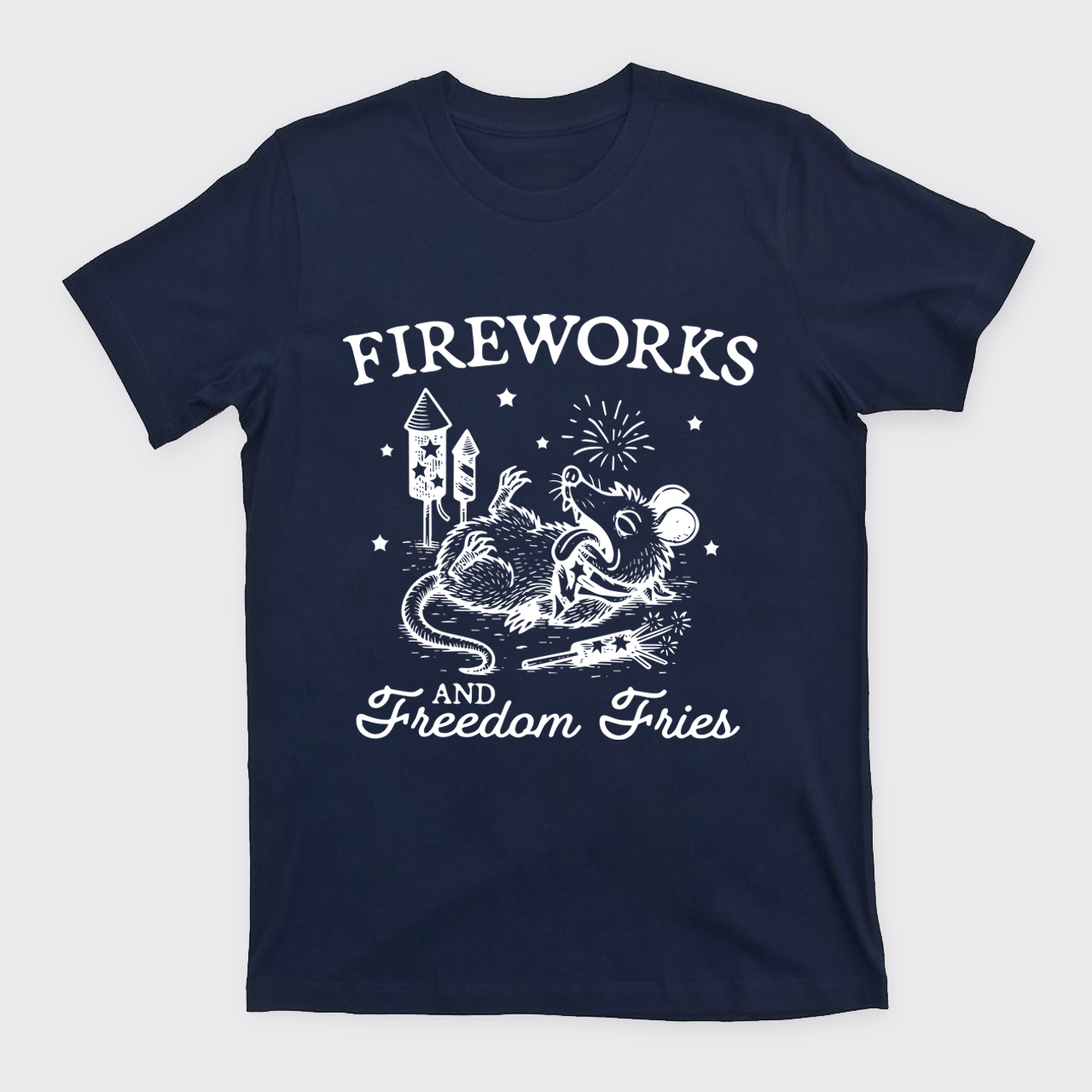 Funny Opossum-Freedom Fireworks T-Shirts