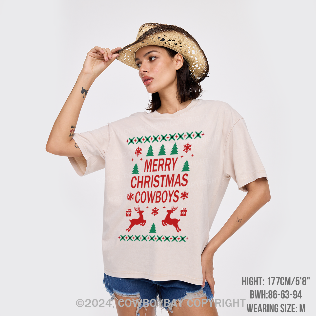 Merry Christmas Cowboys Garment-dye Tees