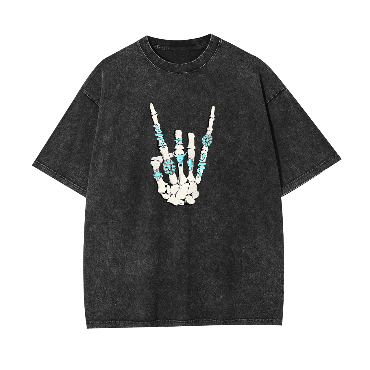 Western Rock On Skeleton American Rodeo Garment-dye Tees