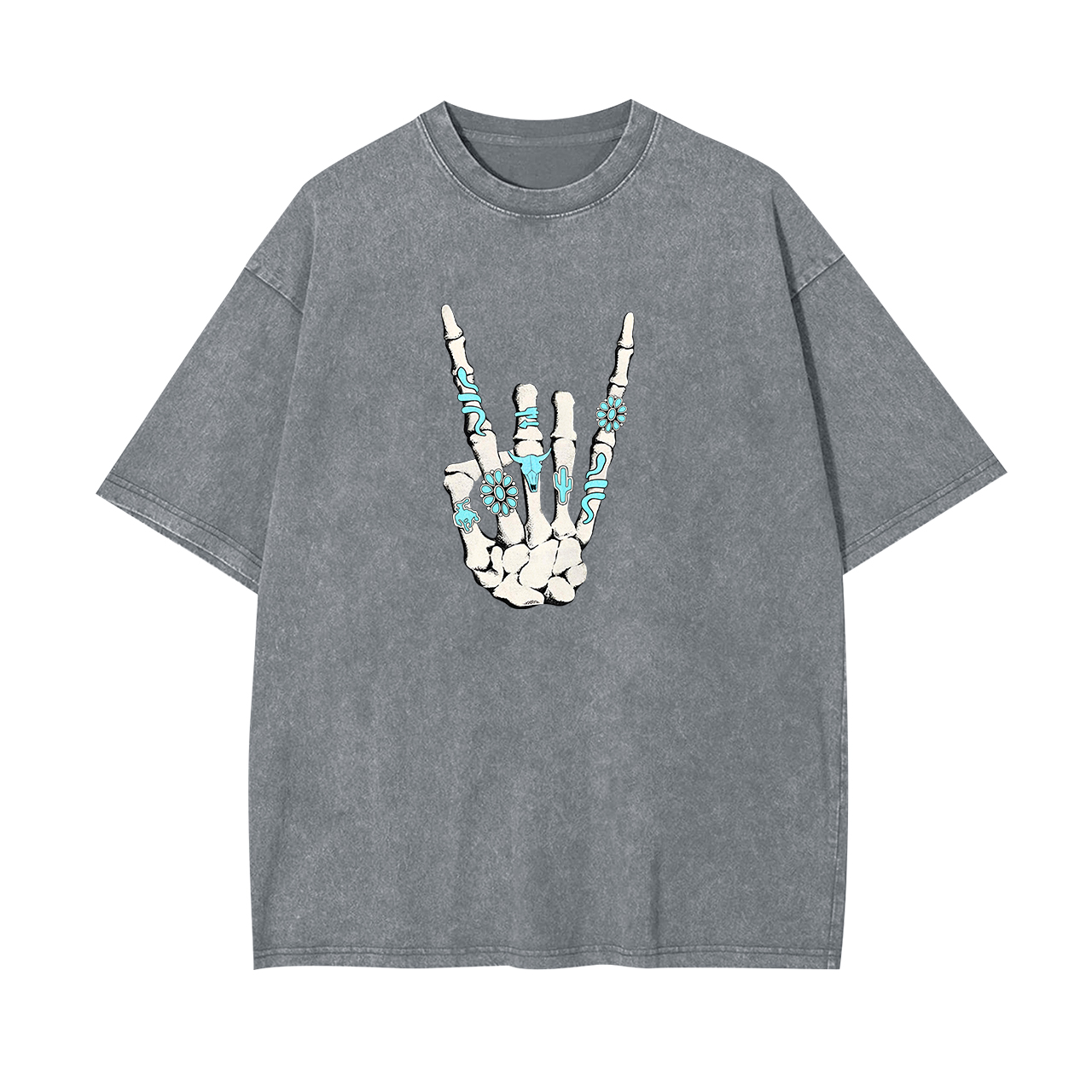 Western Rock On Skeleton American Rodeo Garment-dye Tees