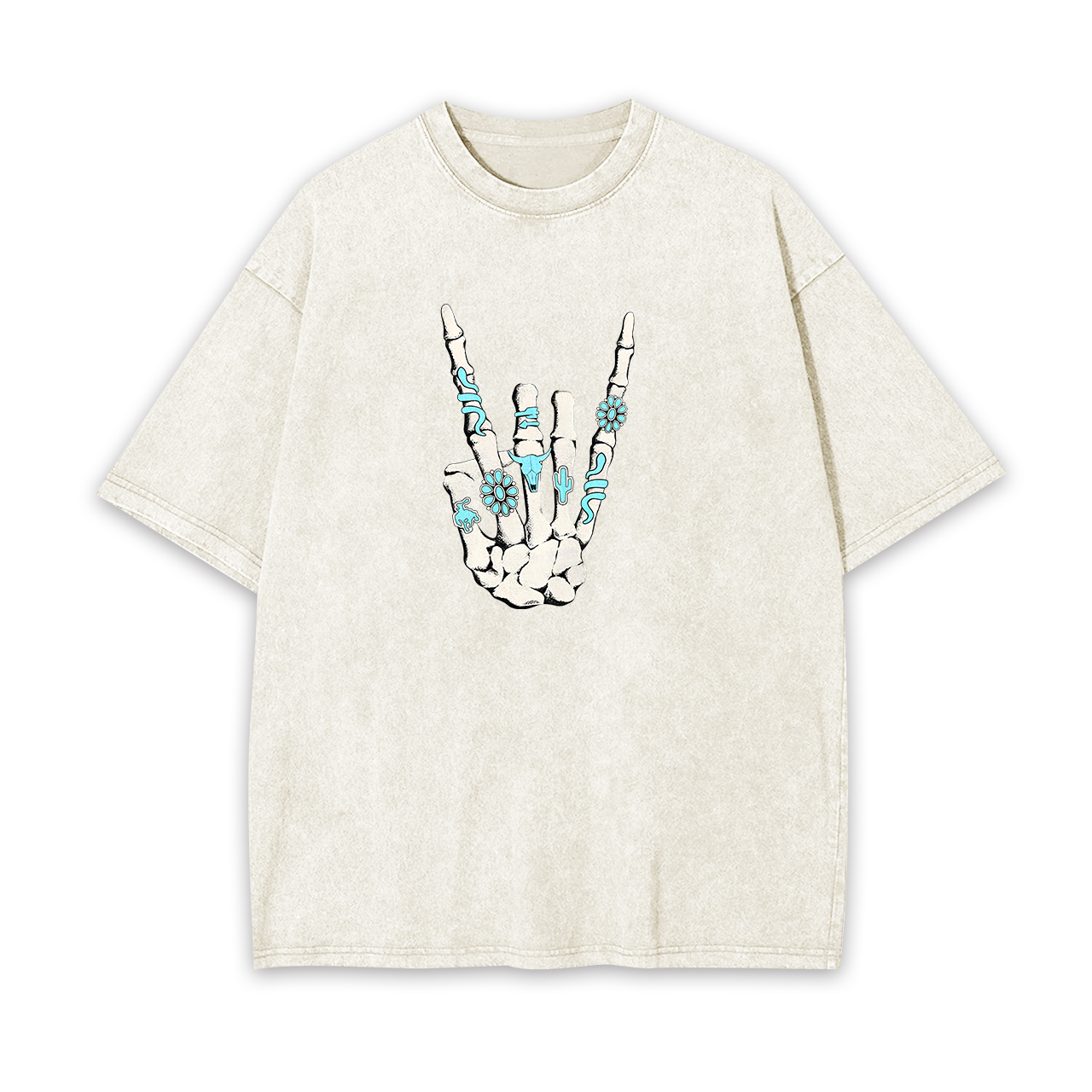 Western Rock On Skeleton American Rodeo Garment-dye Tees