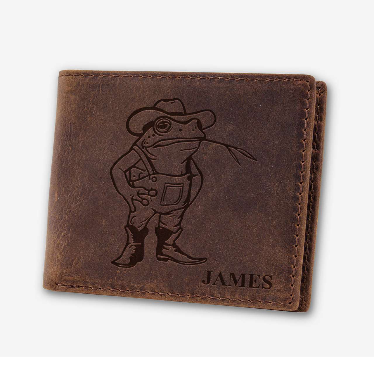 Personalized Vintage Leather Wallet_Frog