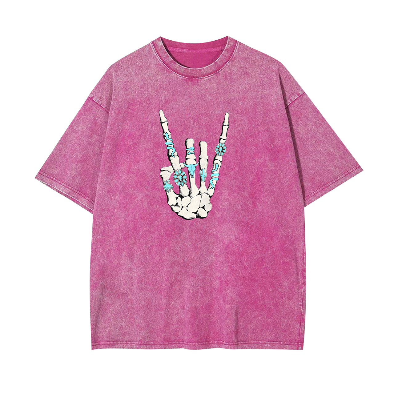 Western Rock On Skeleton American Rodeo Garment-dye Tees