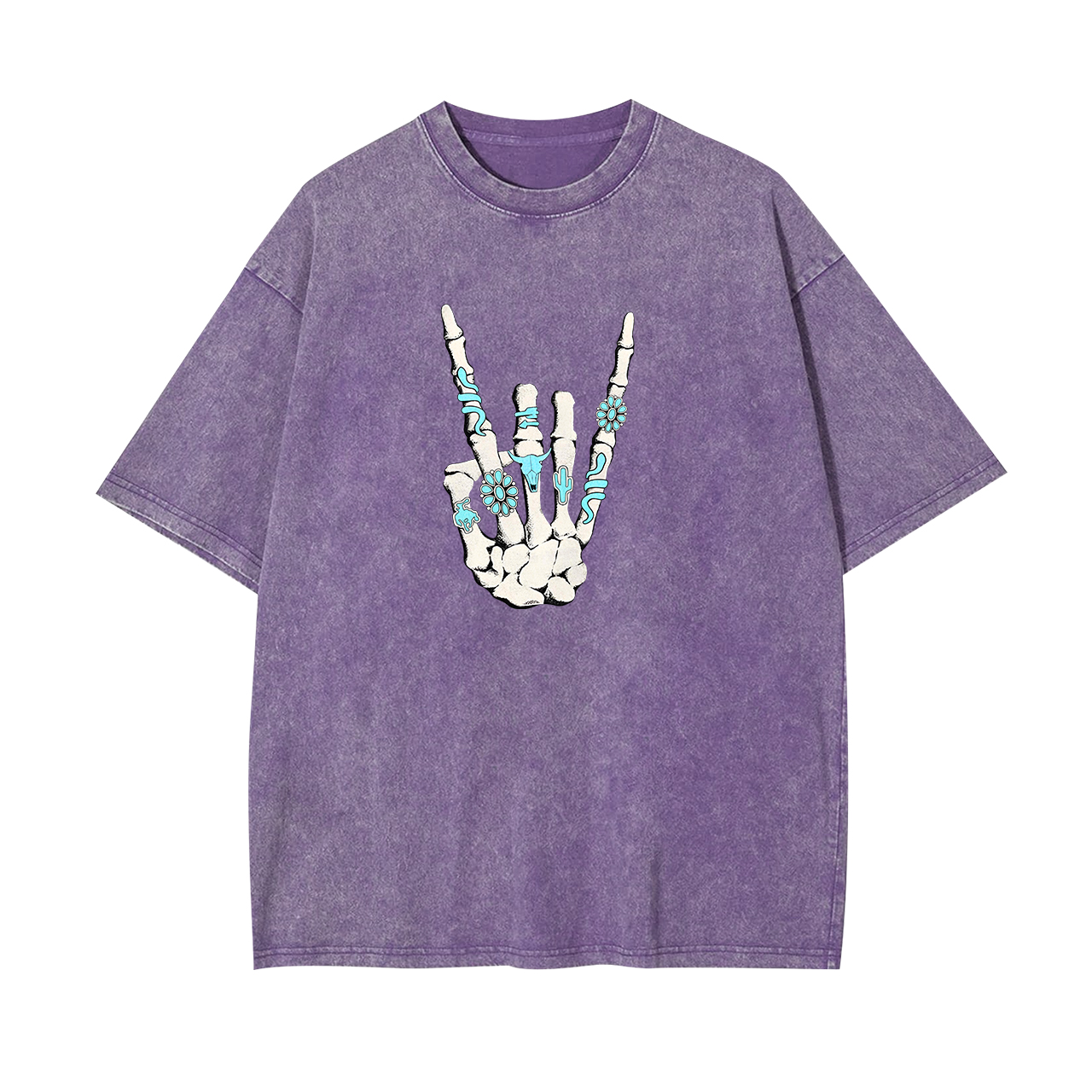 Western Rock On Skeleton American Rodeo Garment-dye Tees