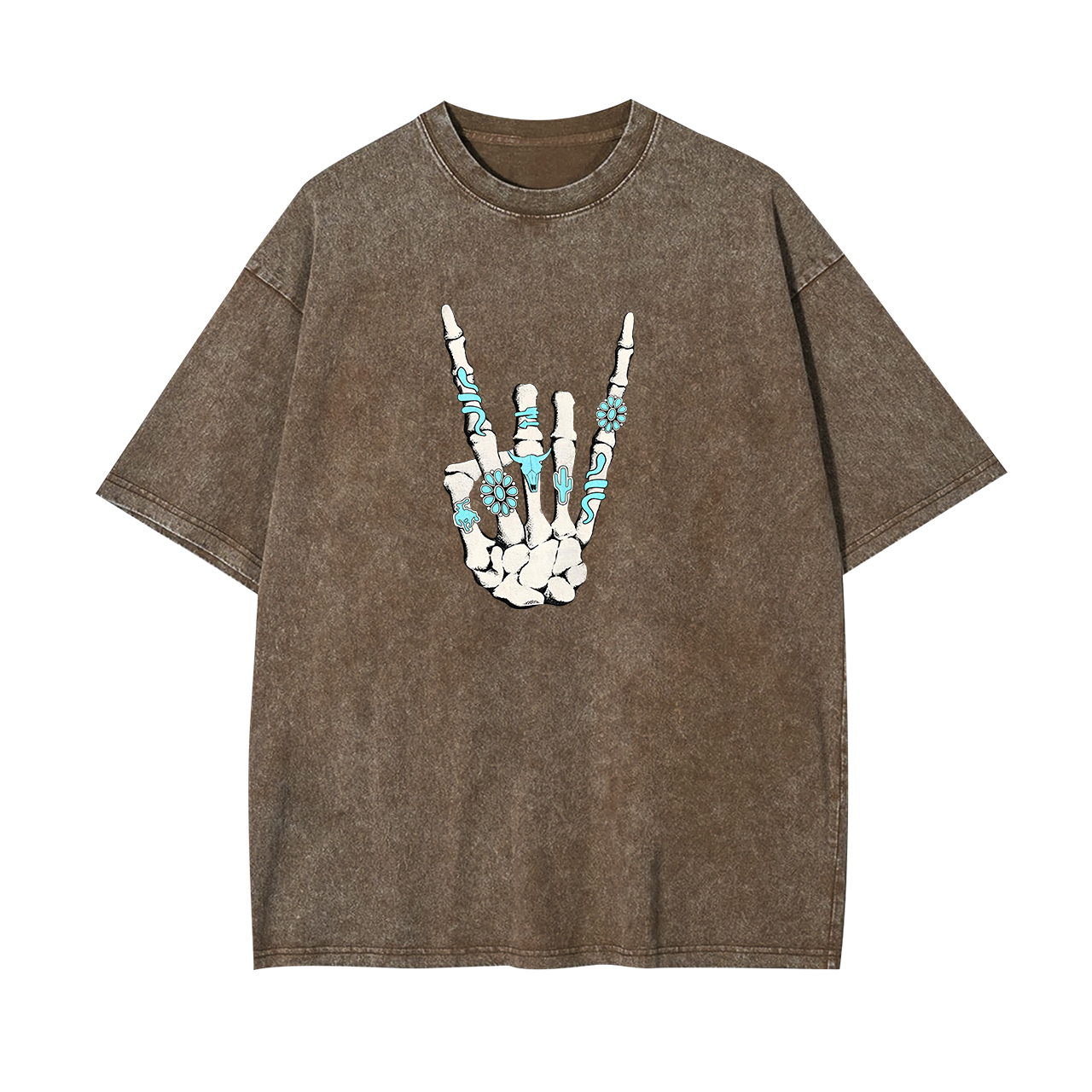 Western Rock On Skeleton American Rodeo Garment-dye Tees