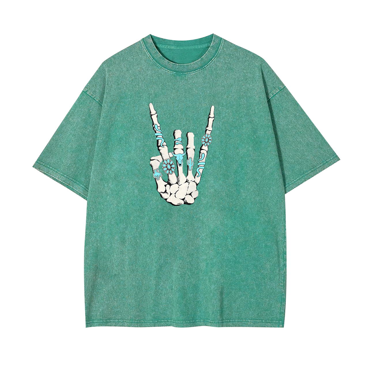 Western Rock On Skeleton American Rodeo Garment-dye Tees