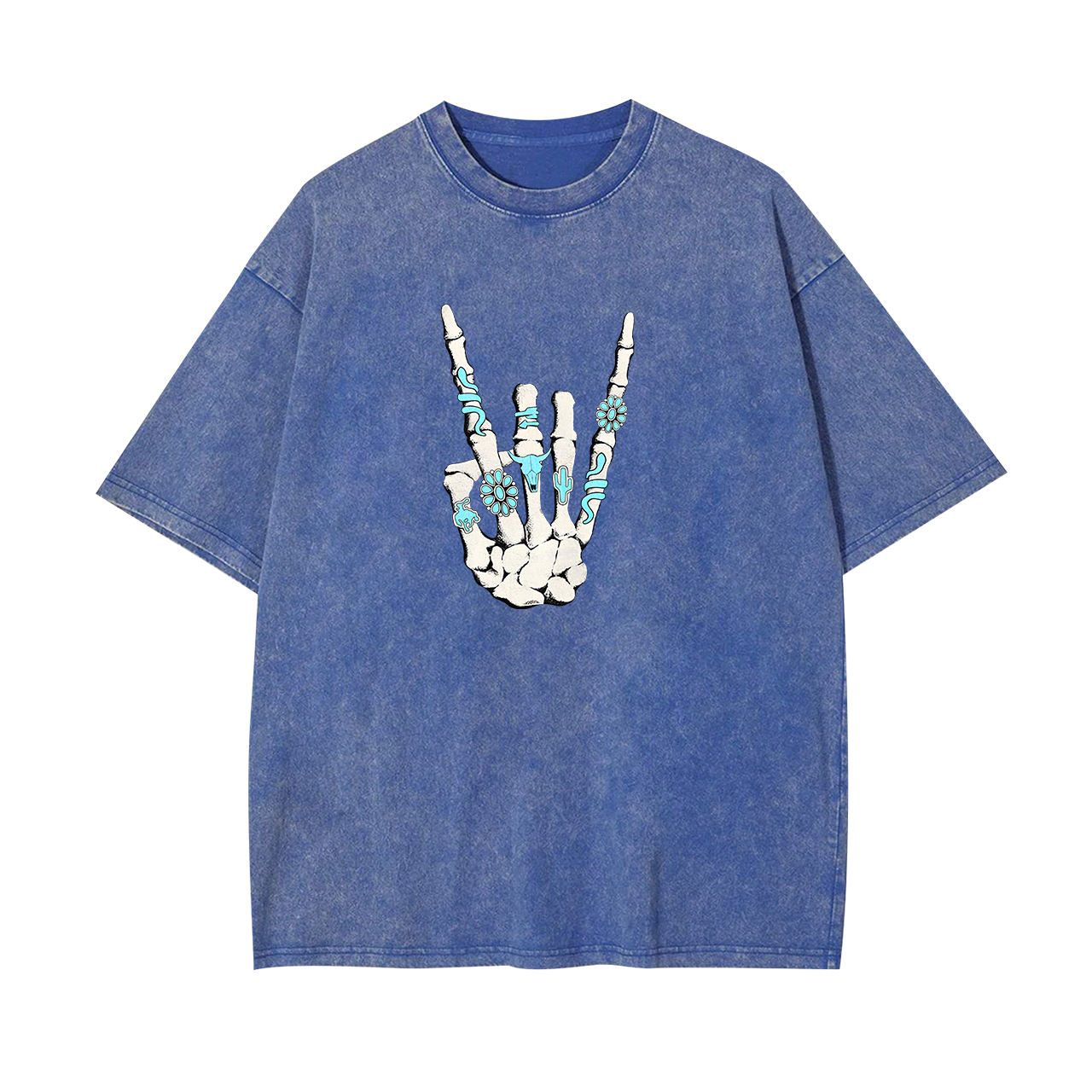 Western Rock On Skeleton American Rodeo Garment-dye Tees