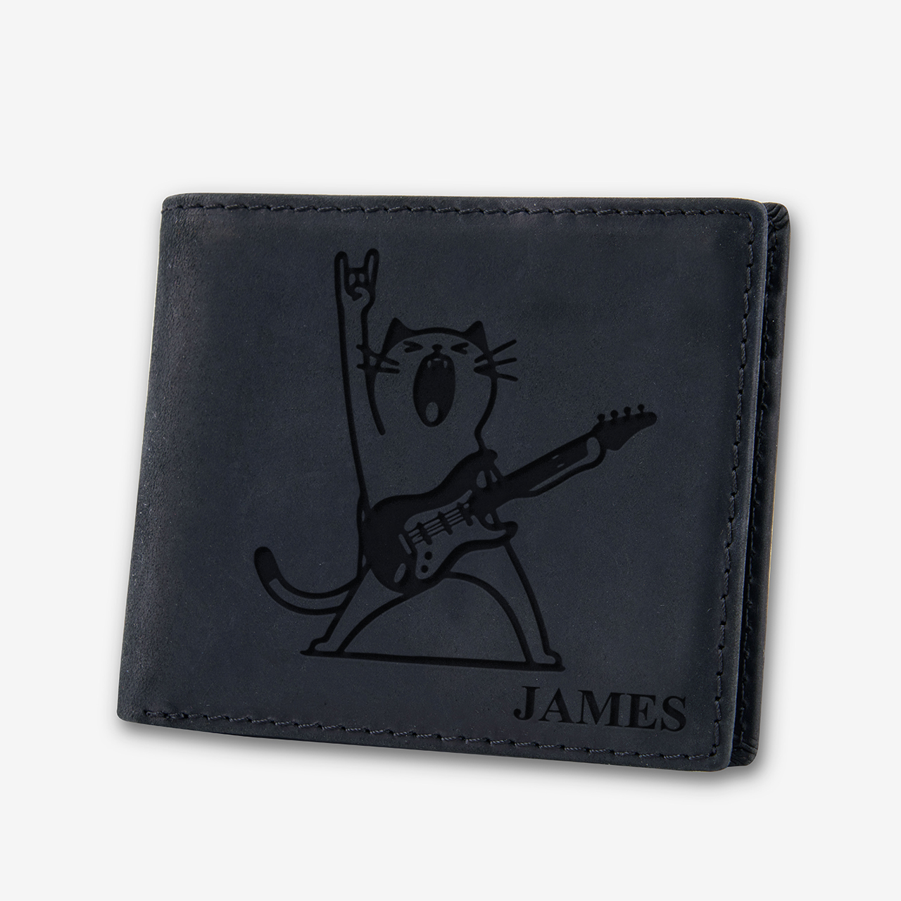 Personalized Vintage Leather Wallet_Cat