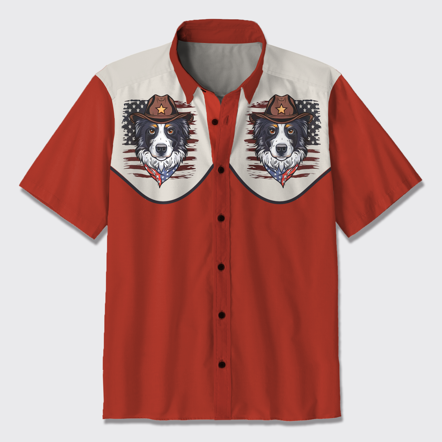 Funny USA-Cowboy Dog Button Up Shirts