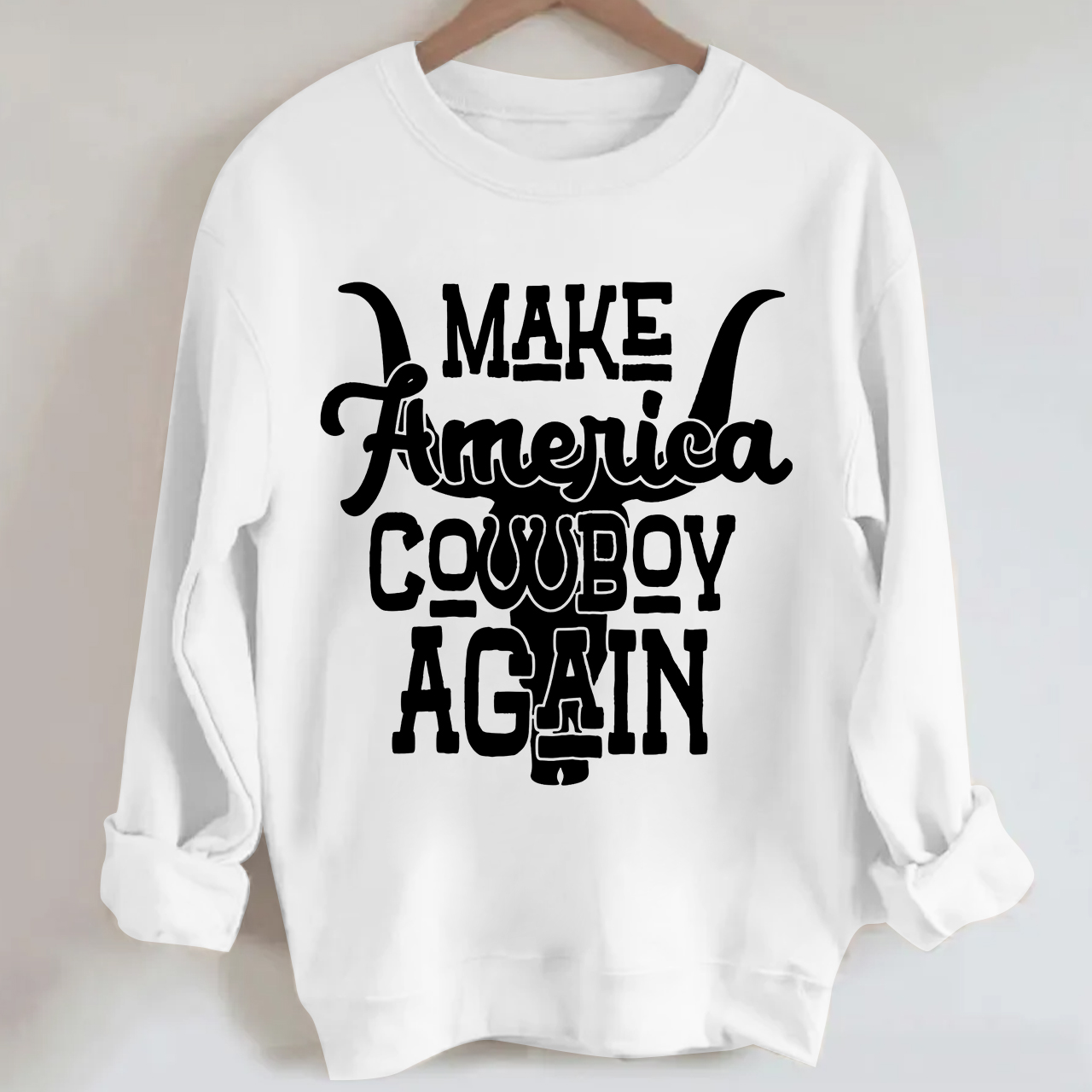 Cow Head Make America Cowboy Again Sweatshirt