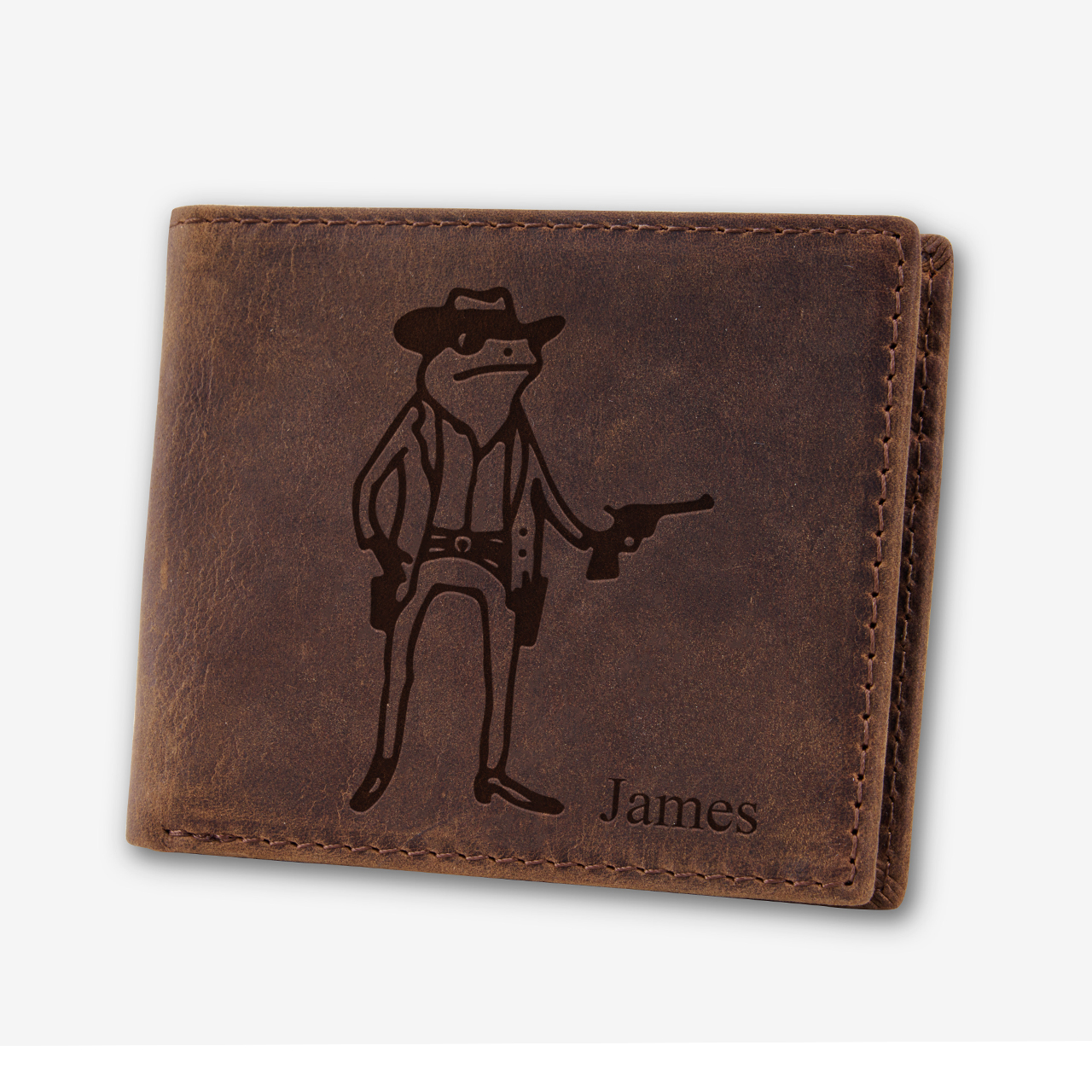 Personalized Vintage Leather Wallet_Frog