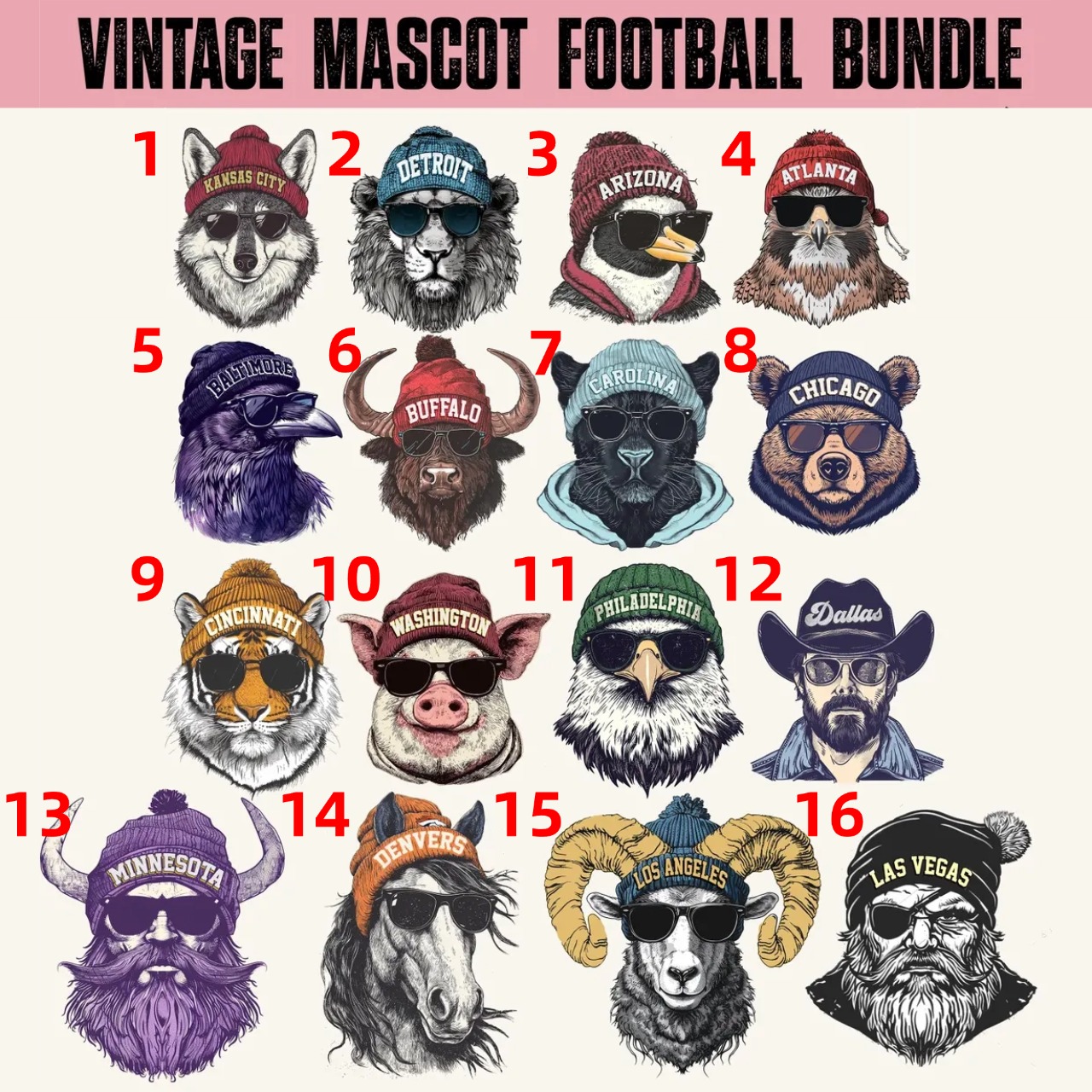 Custom Vintage Mascot Football T-Shirts