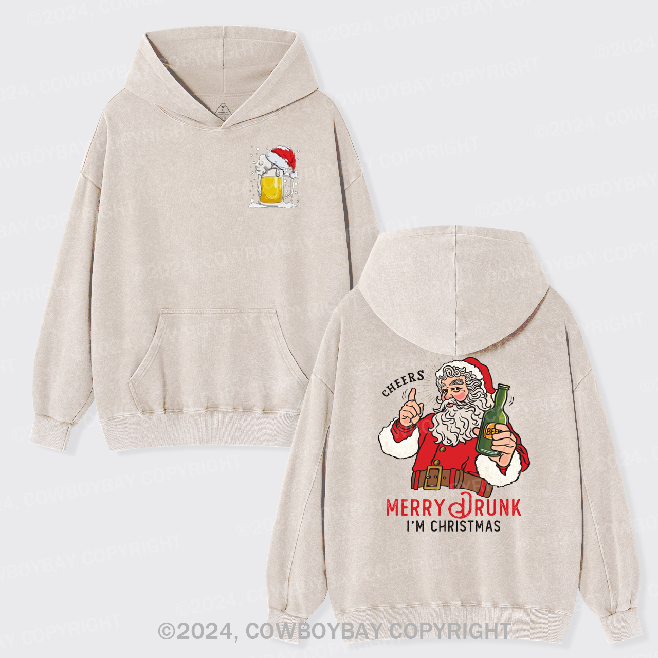 Merry Drunk,I'm Christmas-Santa Garment-Dye Hoodies