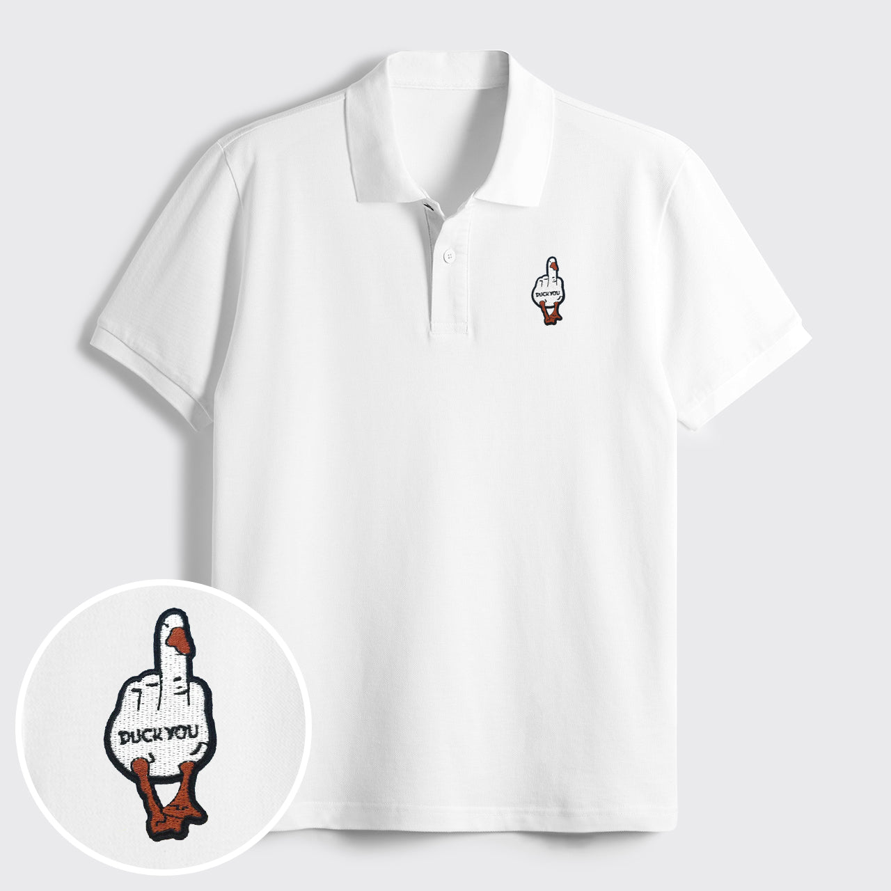 Funny Duck Middle Finger Embroidered Polo Shirts