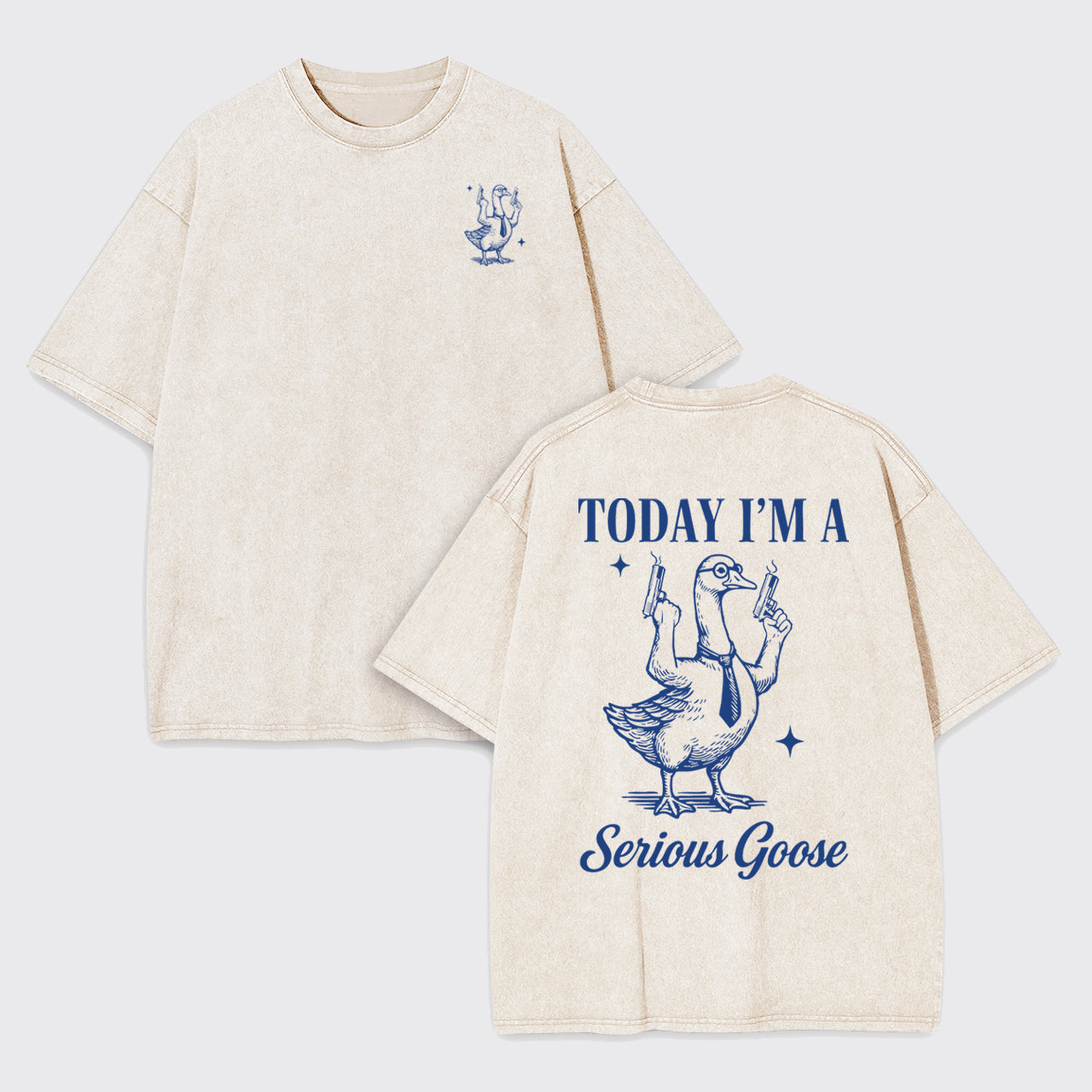 Retro Silly Goose With A Tie Garment-dye Tees