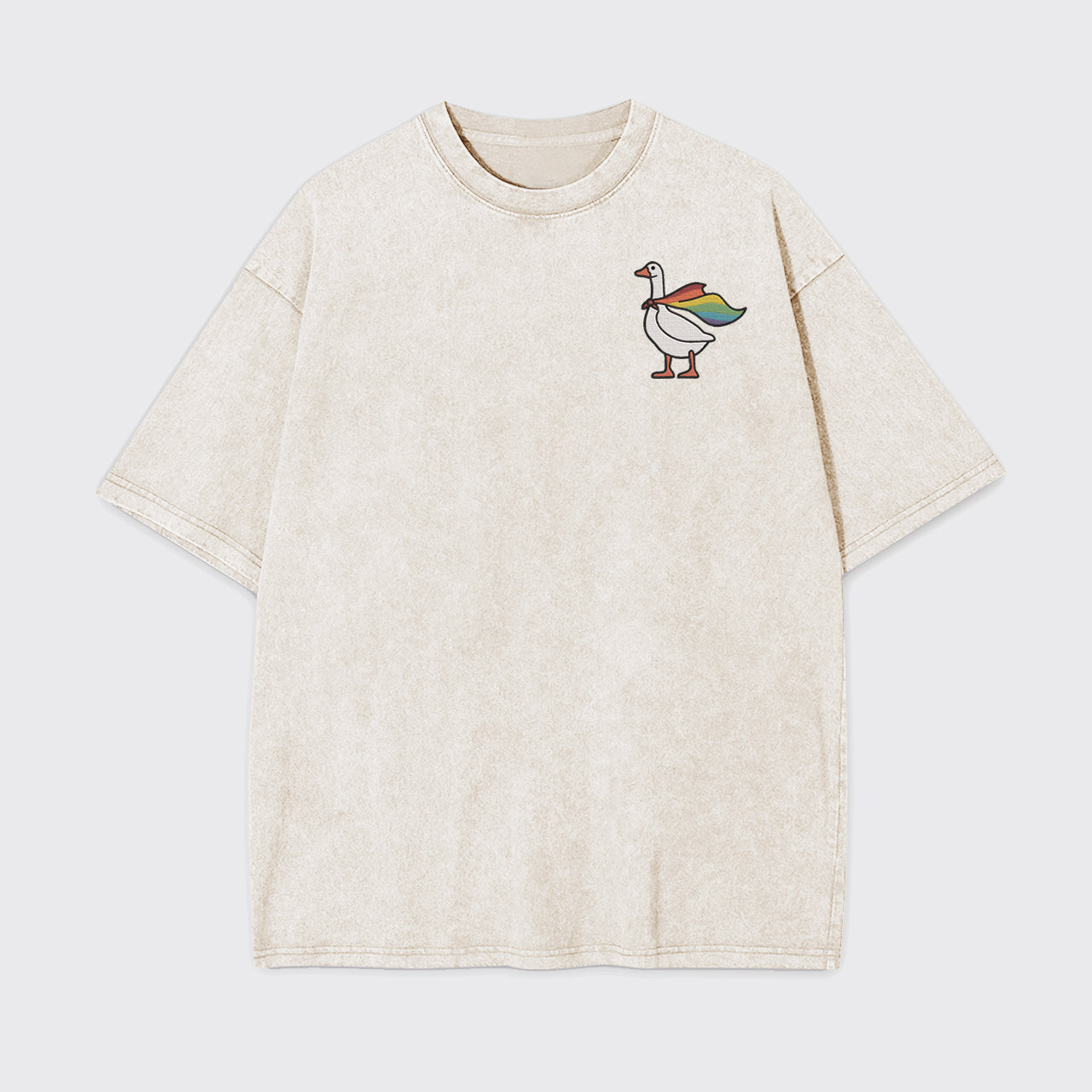 Rainbow Goose Embroidered Garment-dye Tees